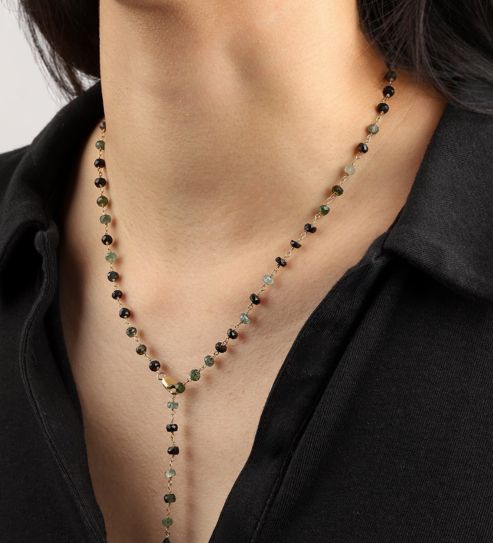 Gem Jar-Gemstone Chain Lariat Necklace-Necklaces-Blue Ruby Jewellery-Vancouver Canada