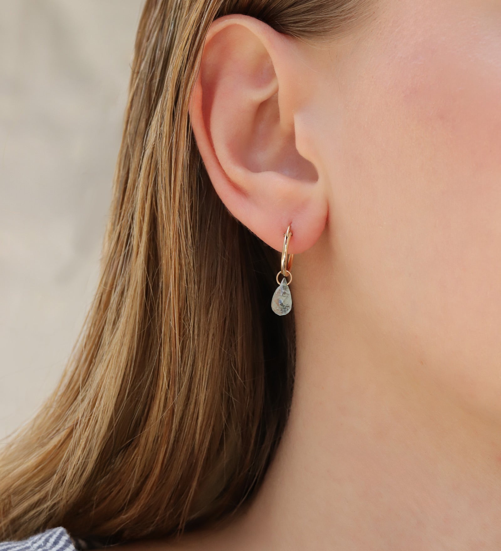 Gem Jar-Aquamarine Teardrop Floating Drop Huggies | 10mm-Earrings-Blue Ruby Jewellery-Vancouver Canada