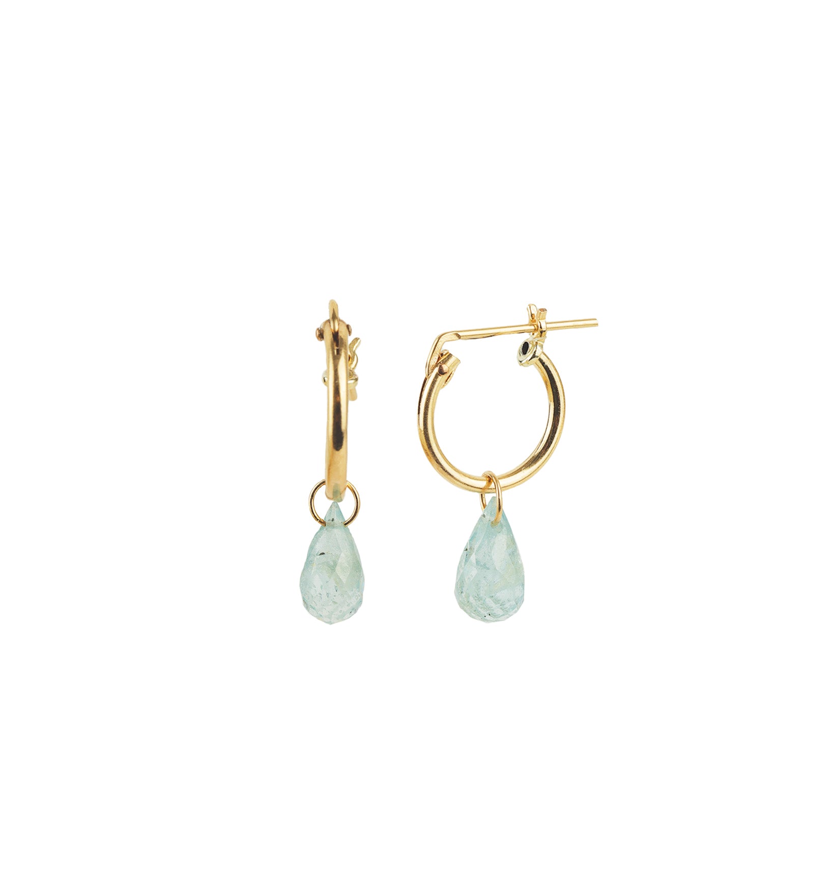 Gem Jar-Aquamarine Teardrop Floating Drop Huggies | 10mm-Earrings-14k Gold Filled, Aquamarine-Blue Ruby Jewellery-Vancouver Canada