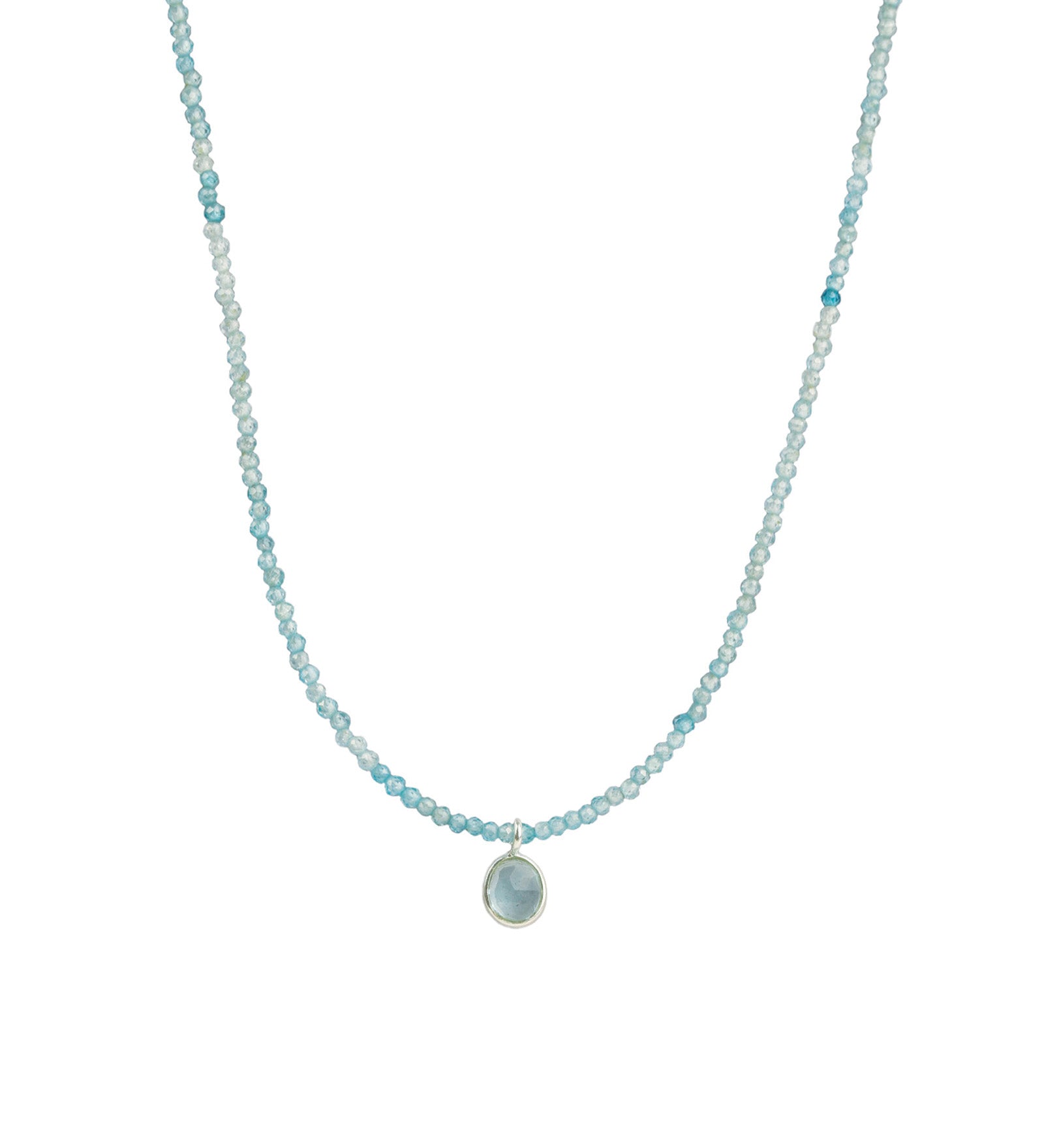 Blue Zircon & Aquamarine Charm Beaded Necklace Sterling Silver,
Blue Zircon