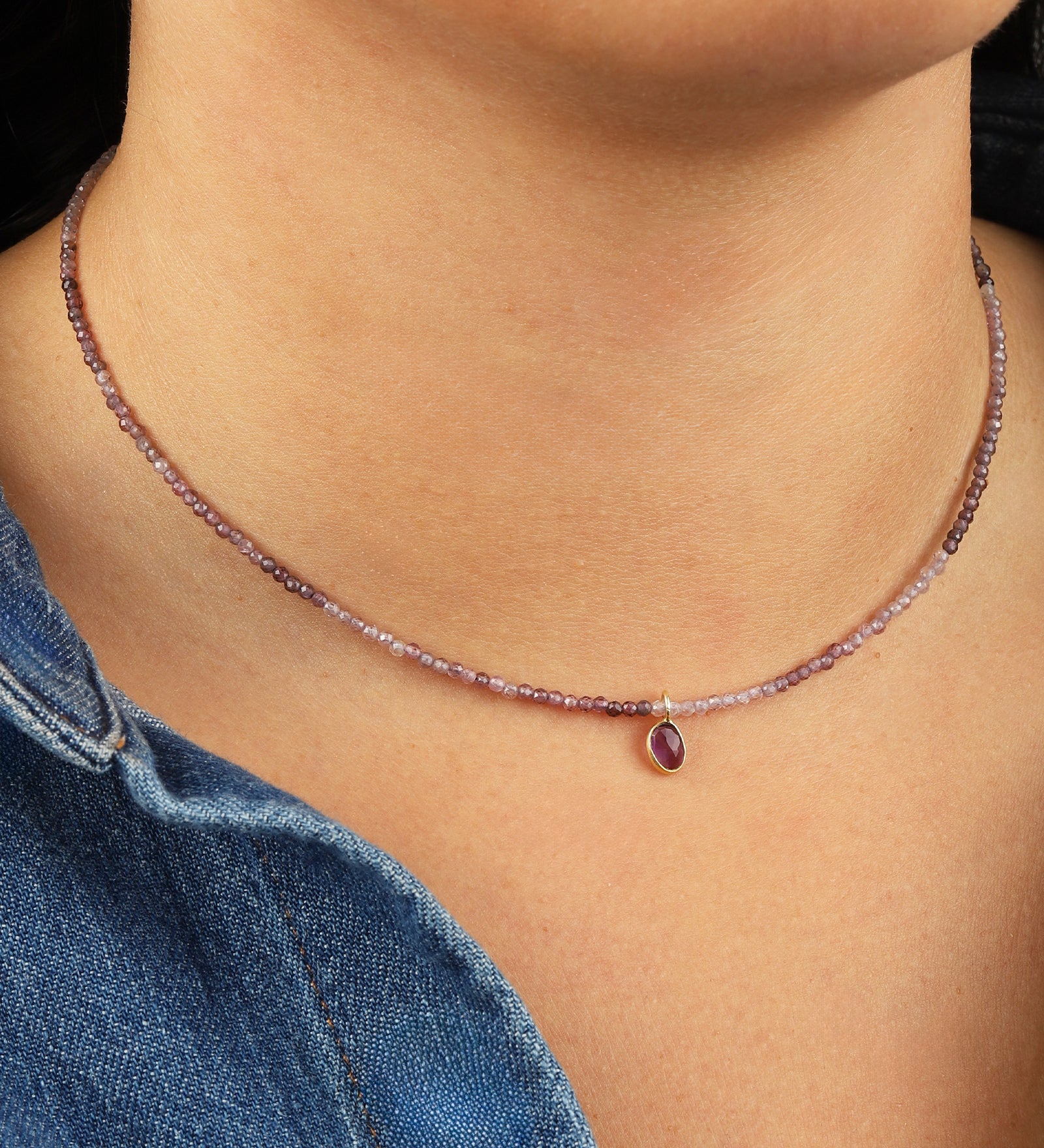 Gem Jar-Purple Spinel & Amethyest Charm Beaded Necklace-Necklaces-Blue Ruby Jewellery-Vancouver Canada