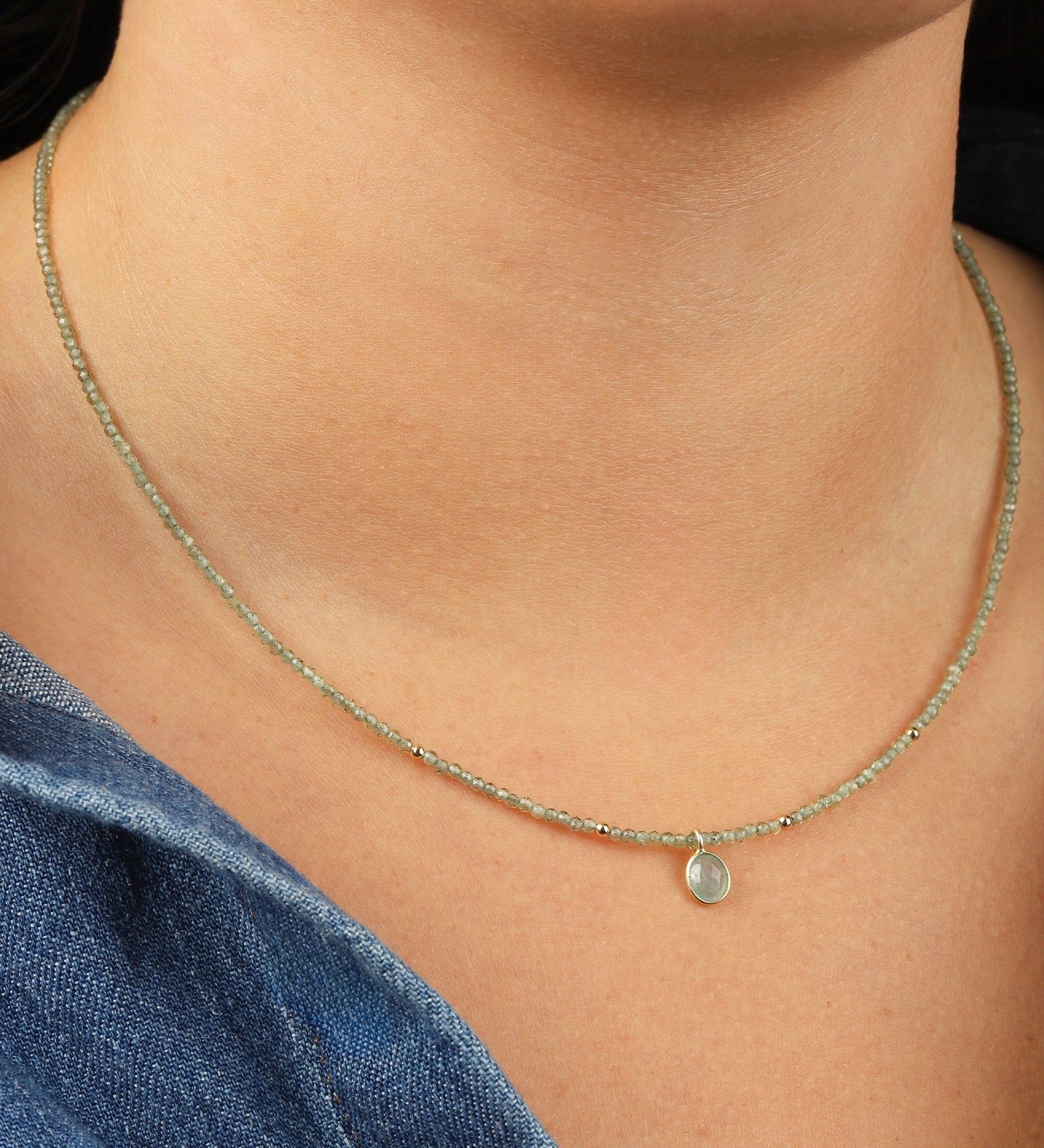 Gem Jar-Green Apatite & Grandidierite Charm Beaded Necklace-Necklaces-Blue Ruby Jewellery-Vancouver Canada