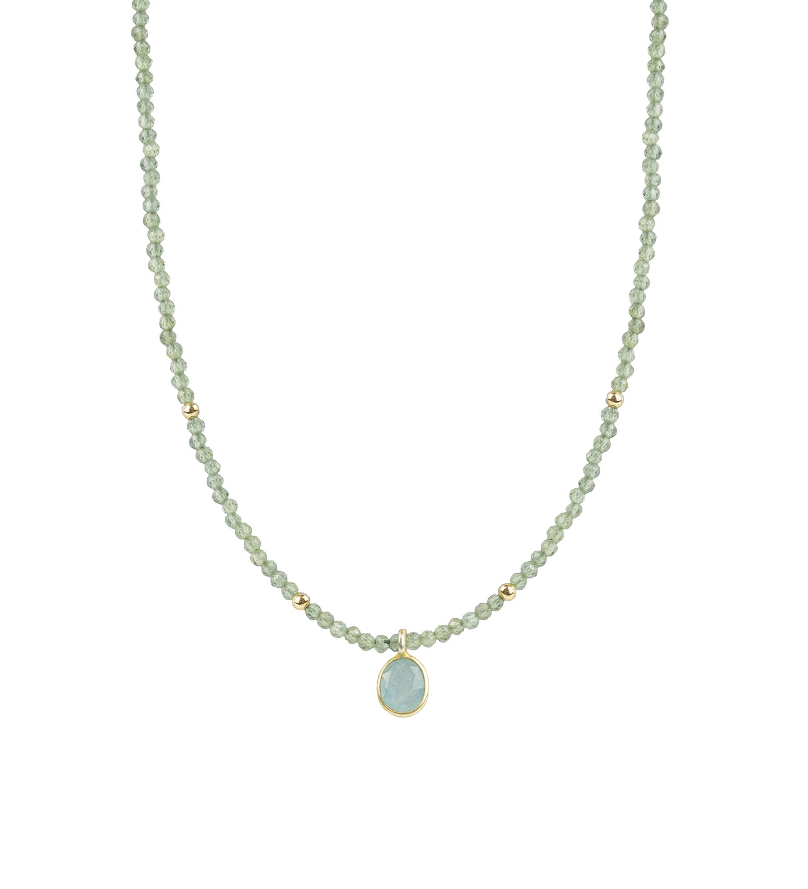 Green Apatite & Grandidierite Charm Beaded Necklace 14k Gold Filled,
Green Apatite, Grandidierite