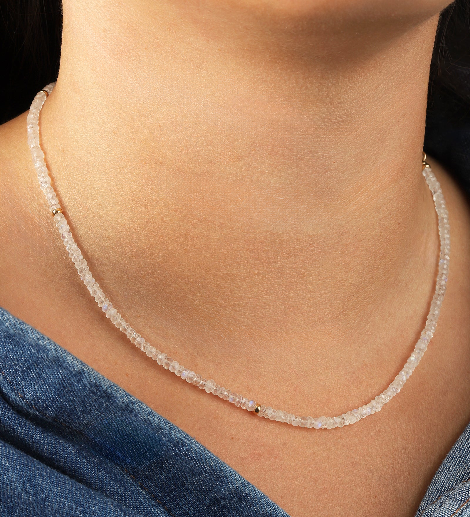 Gem Jar-Rainbow Moonstone Beaded Necklace-Necklaces-Blue Ruby Jewellery-Vancouver Canada