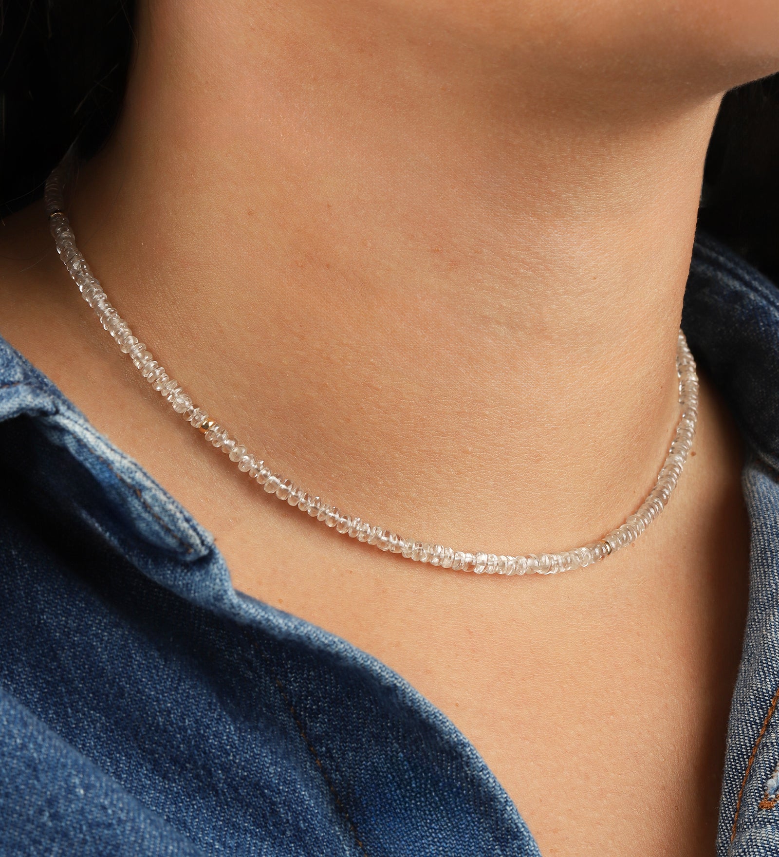 Gem Jar-White Zircon Beaded Necklace-Necklaces-Blue Ruby Jewellery-Vancouver Canada