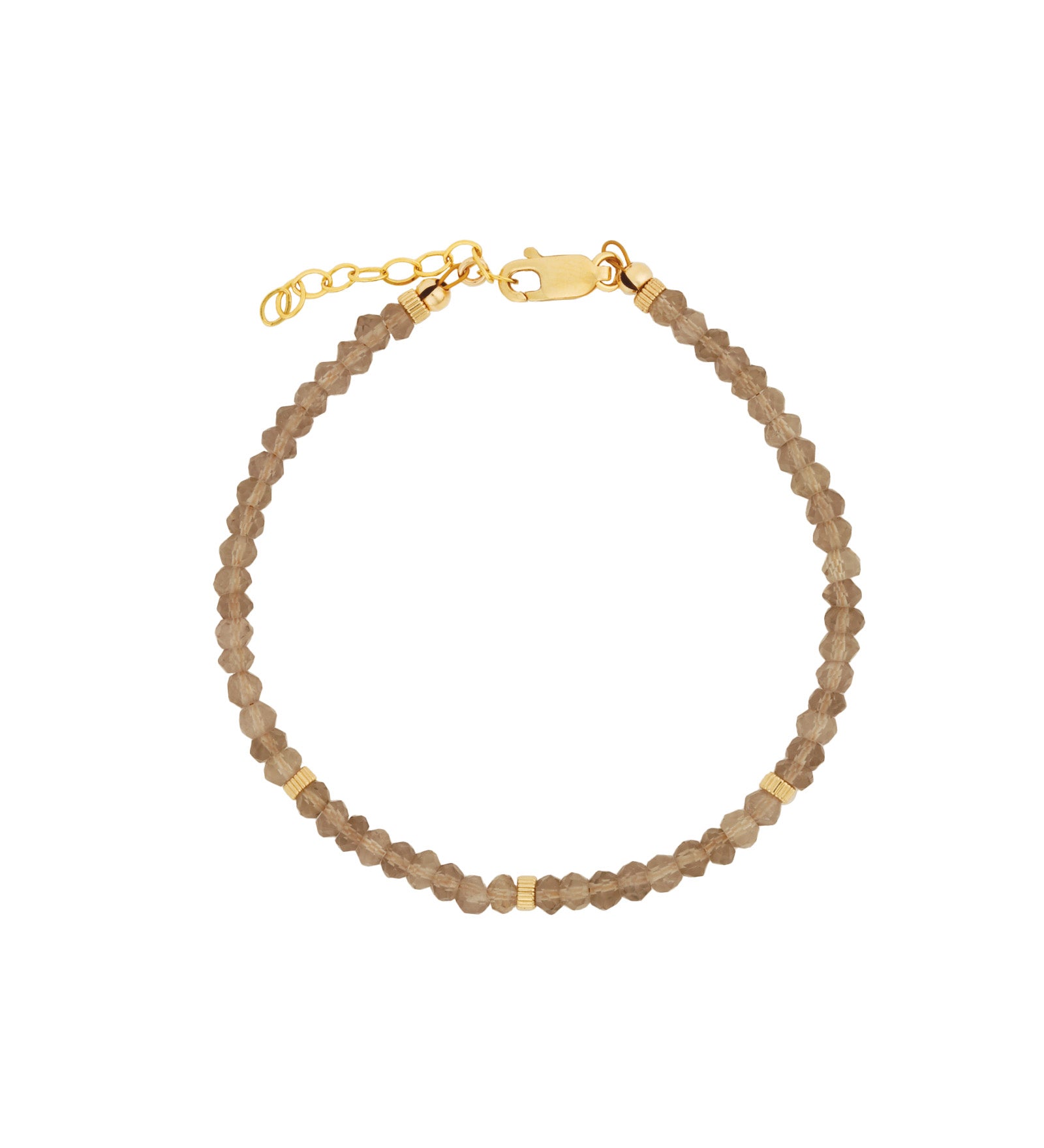 Smoky Quartz Rondelle Bracelet | 3mm 14k Gold Filled, Smokey Quartz