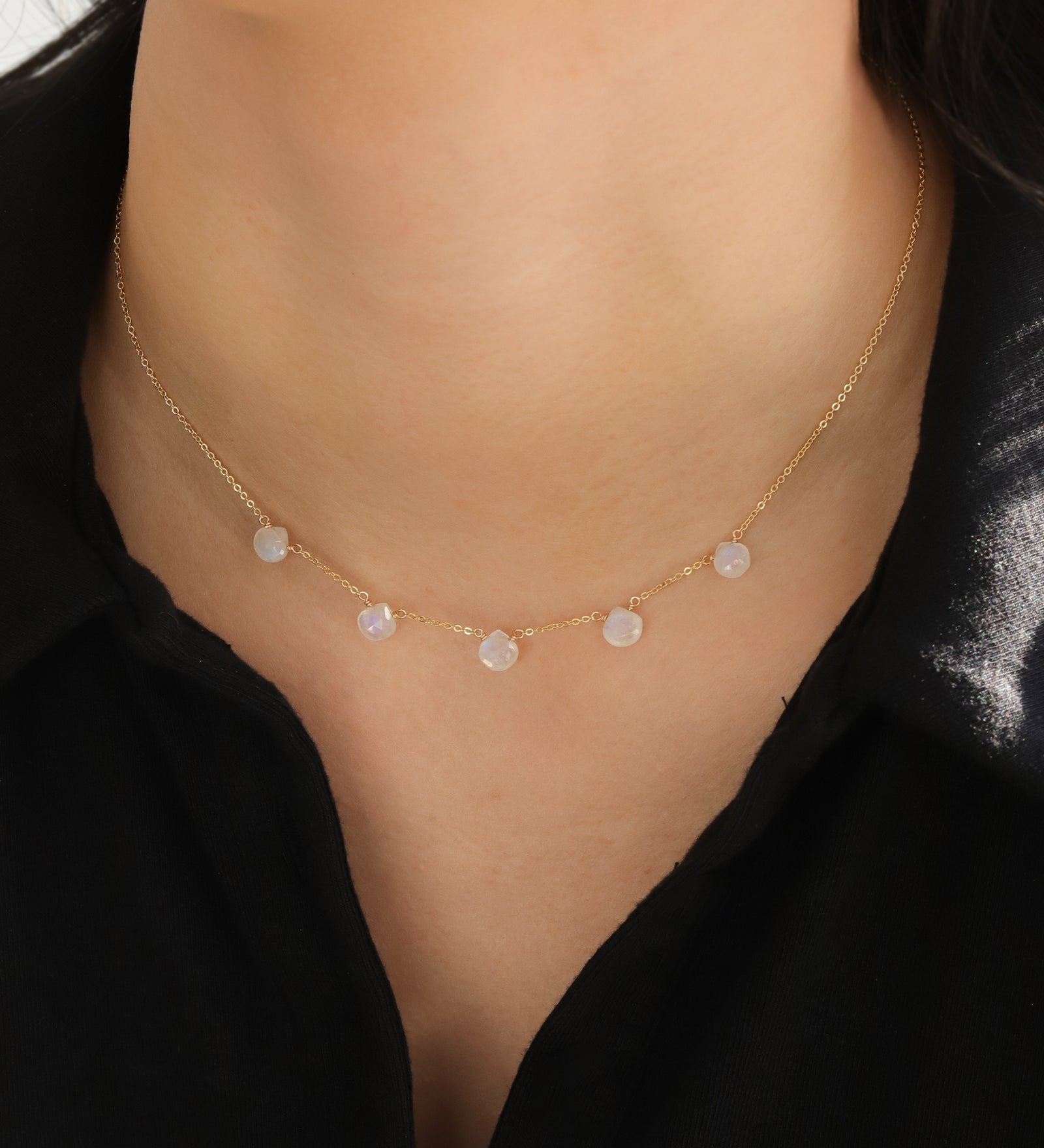 Stoned By Gem Jar-Five Stone Drop Necklace-Necklaces-Blue Ruby Jewellery-Vancouver Canada