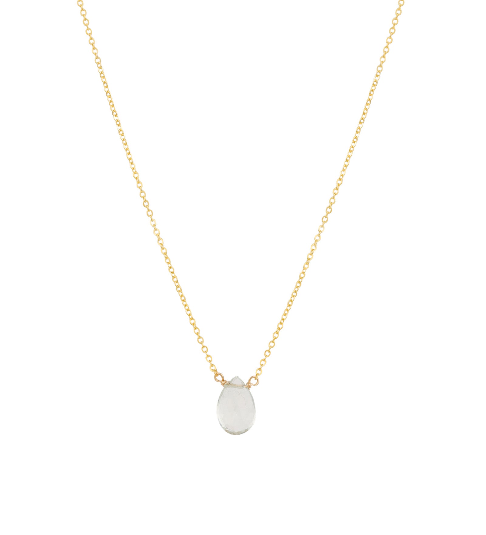 Chalcedony Pear Cable Chain Necklace 14k Gold Filled, Chalcedony