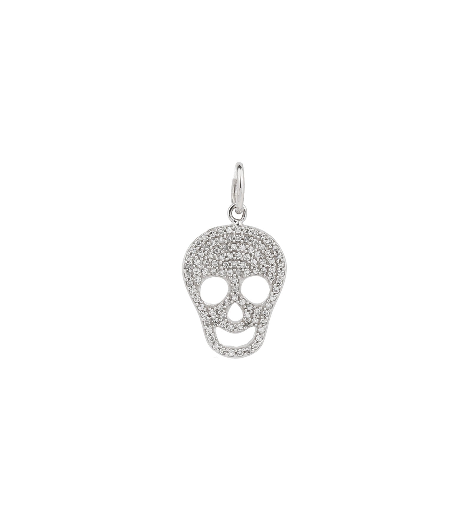 Goldhive-Large Diamond Skull Charm-Necklaces-14k White Gold, Diamond-Blue Ruby Jewellery-Vancouver Canada