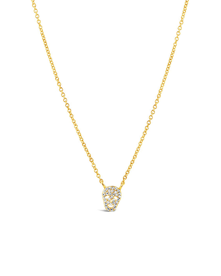 Pave Skull Necklace 14k Yellow Gold