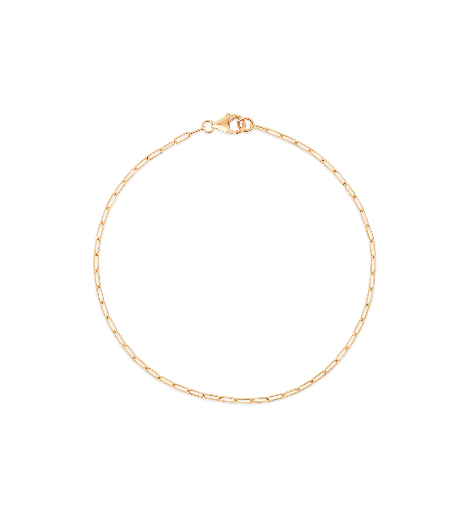 Extra Small Paperclip Chain Bracelet 14k Yellow Gold