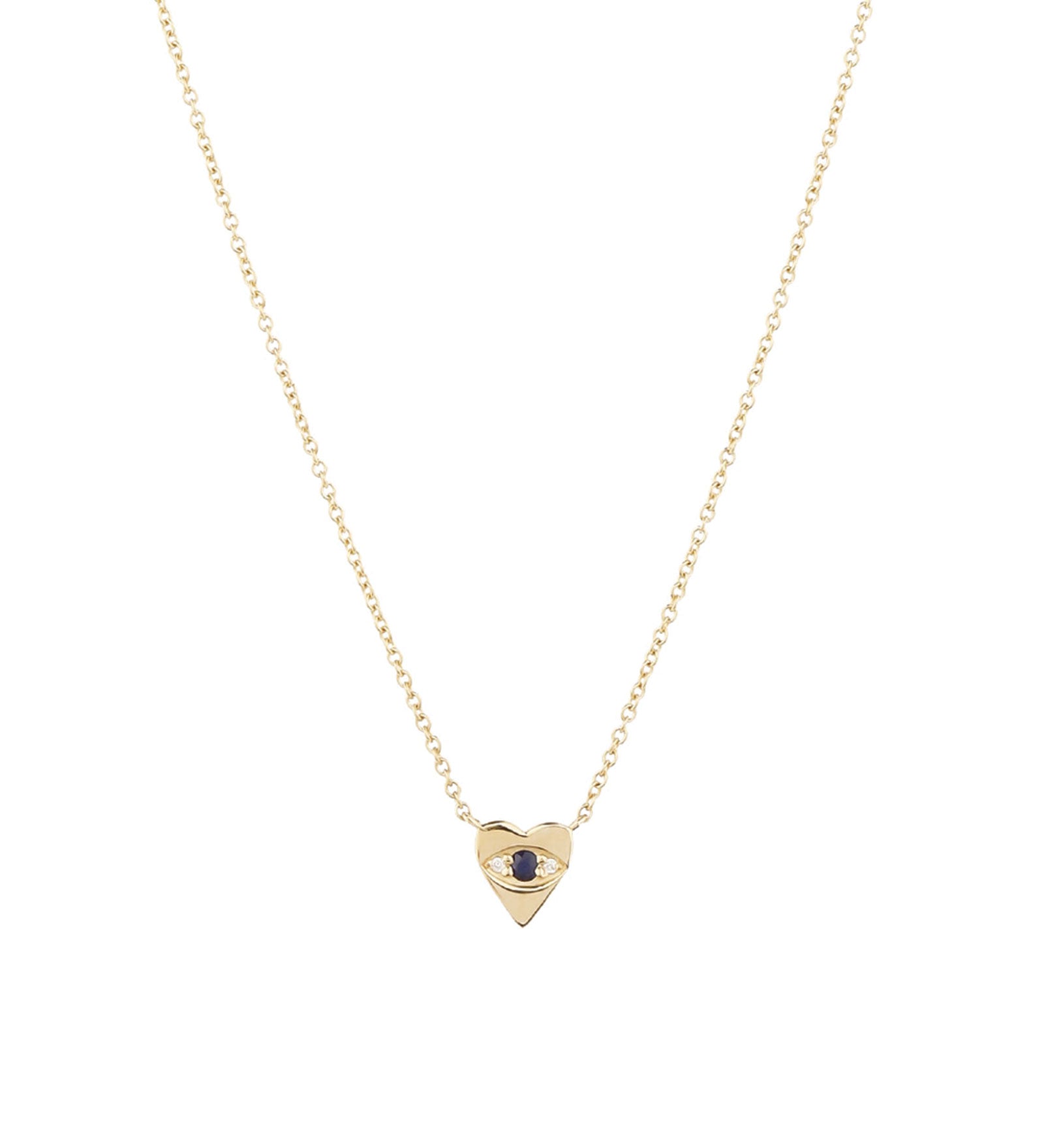 Goldhive-Heart Evil Eye Necklace-Necklaces-14k Yellow Gold, Diamond-Blue Ruby Jewellery-Vancouver Canada