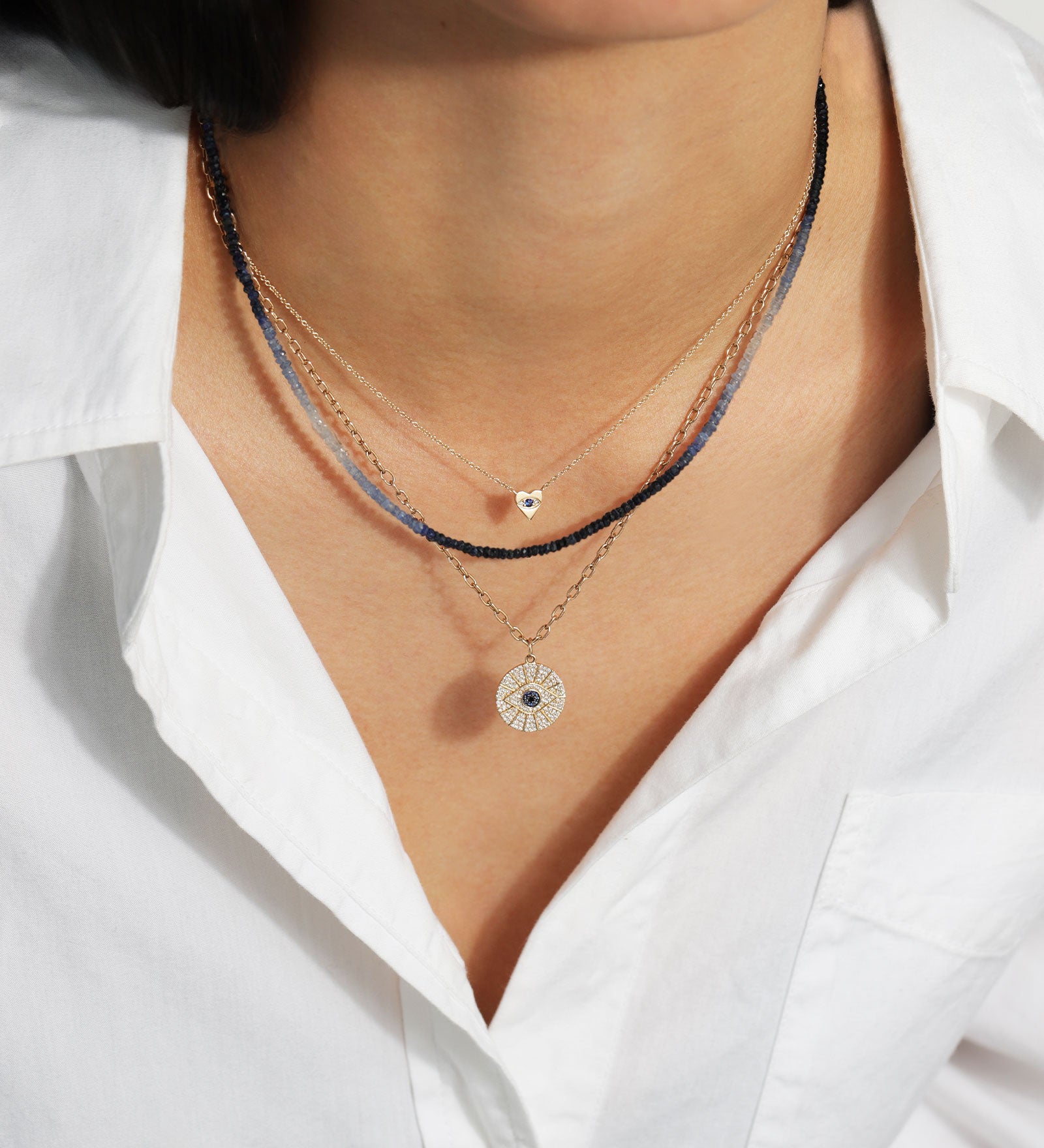 Goldhive-Heart Evil Eye Necklace-Necklaces-14k Yellow Gold, Diamond-Blue Ruby Jewellery-Vancouver Canada