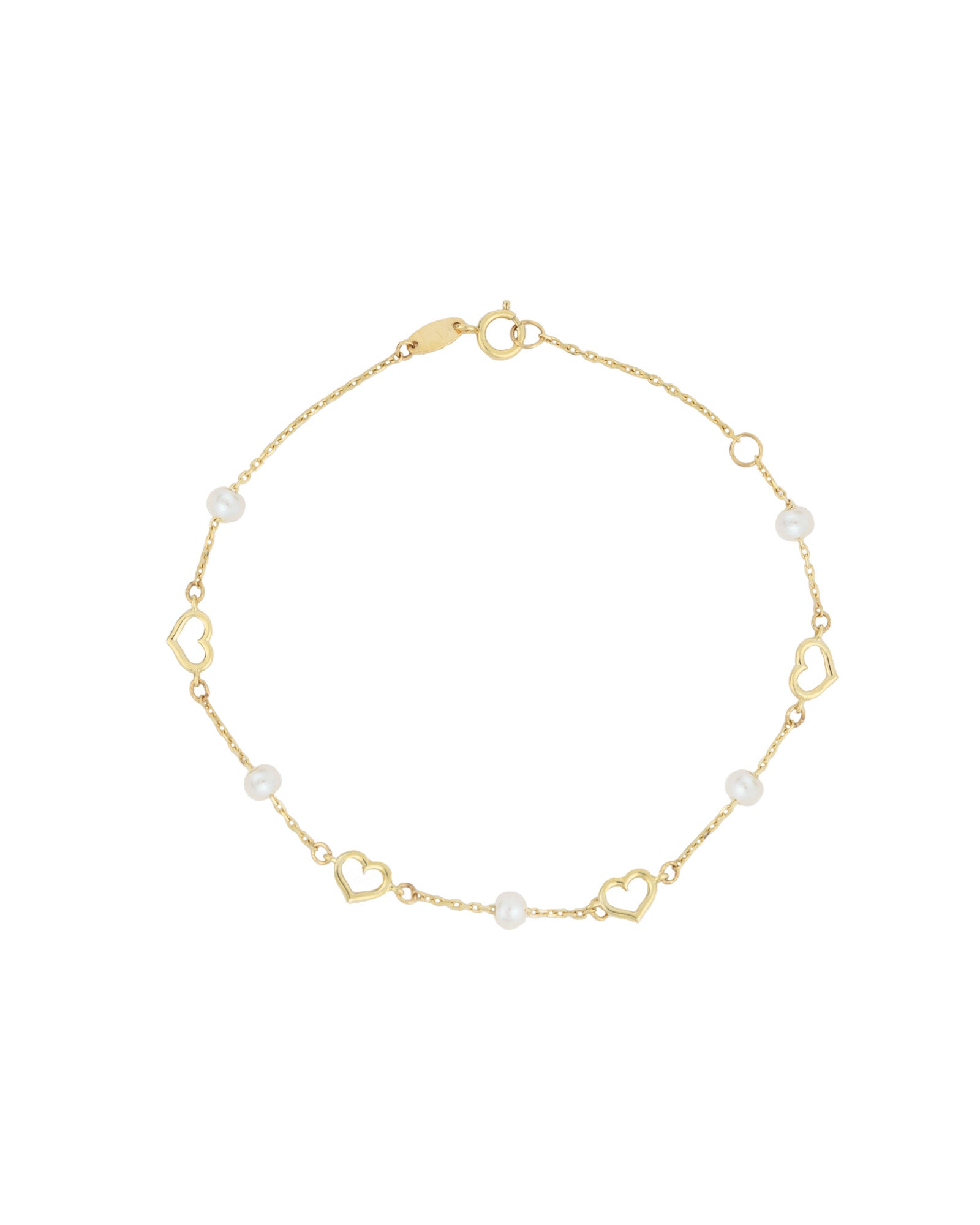 Goldhive Heart Pearl Station Chain Bracelet Blue Ruby