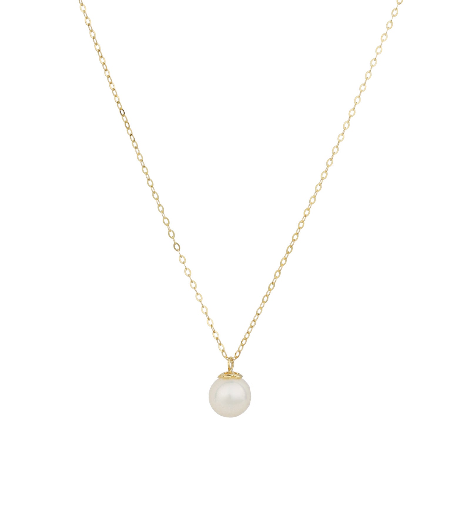 Round White Pearl Pendant Necklace 10k Yellow Gold, White Pearl