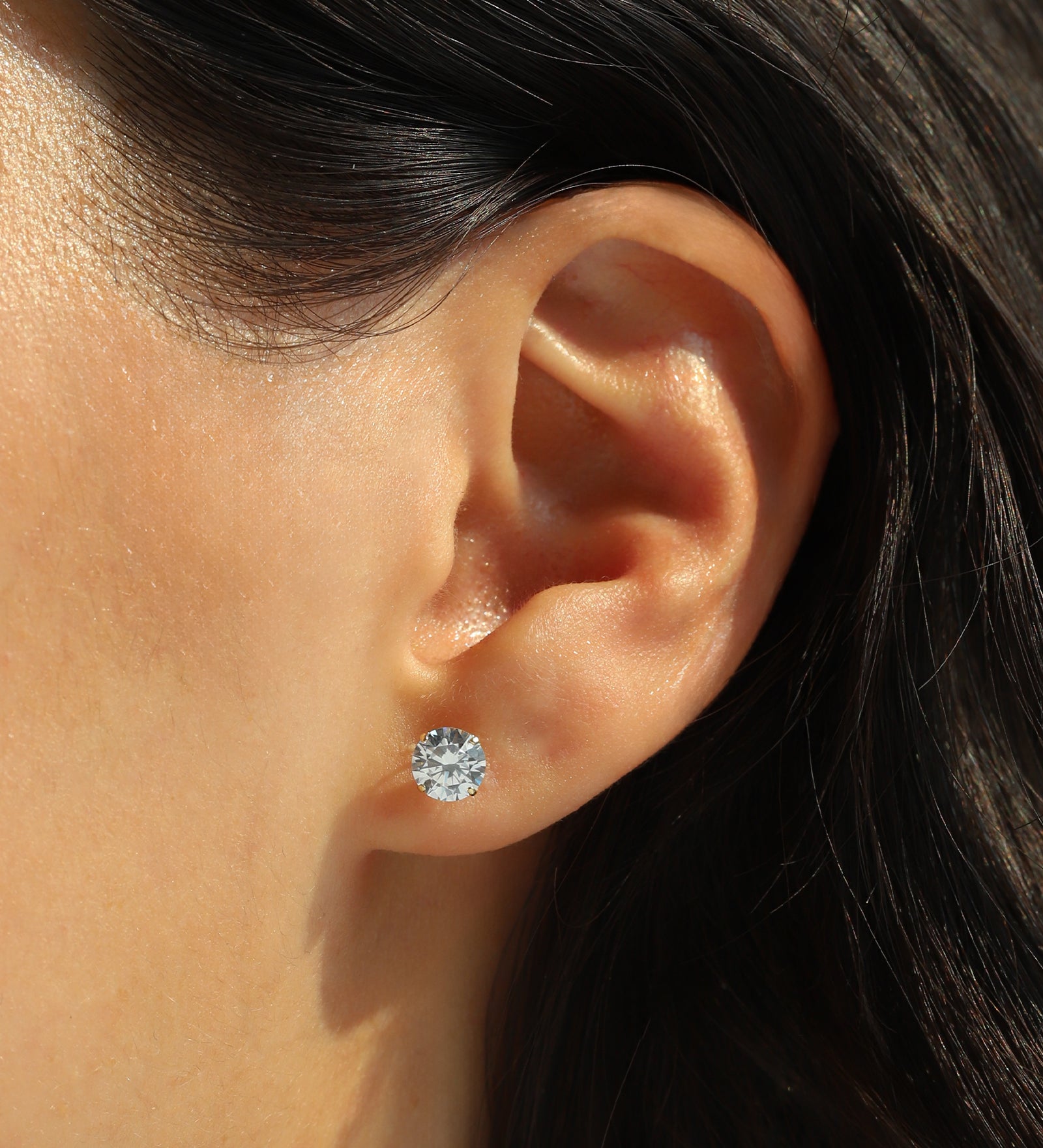 Goldhive-Round CZ 6mm Studs-Earrings-Blue Ruby Jewellery-Vancouver Canada