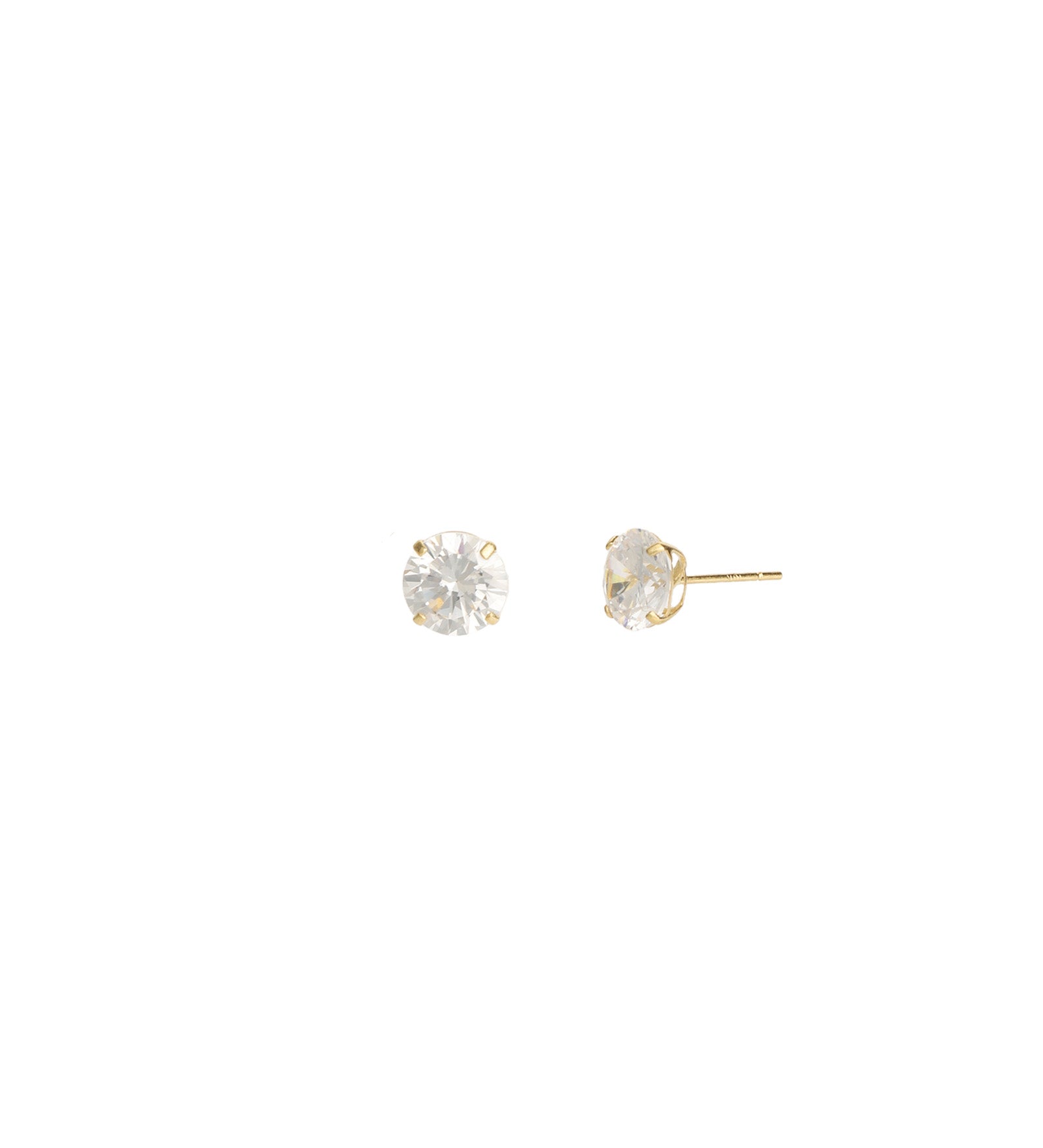 Goldhive-Round CZ 6mm Studs-Earrings-10k Yellow Gold, Cubic Zirconia-6mm-Blue Ruby Jewellery-Vancouver Canada