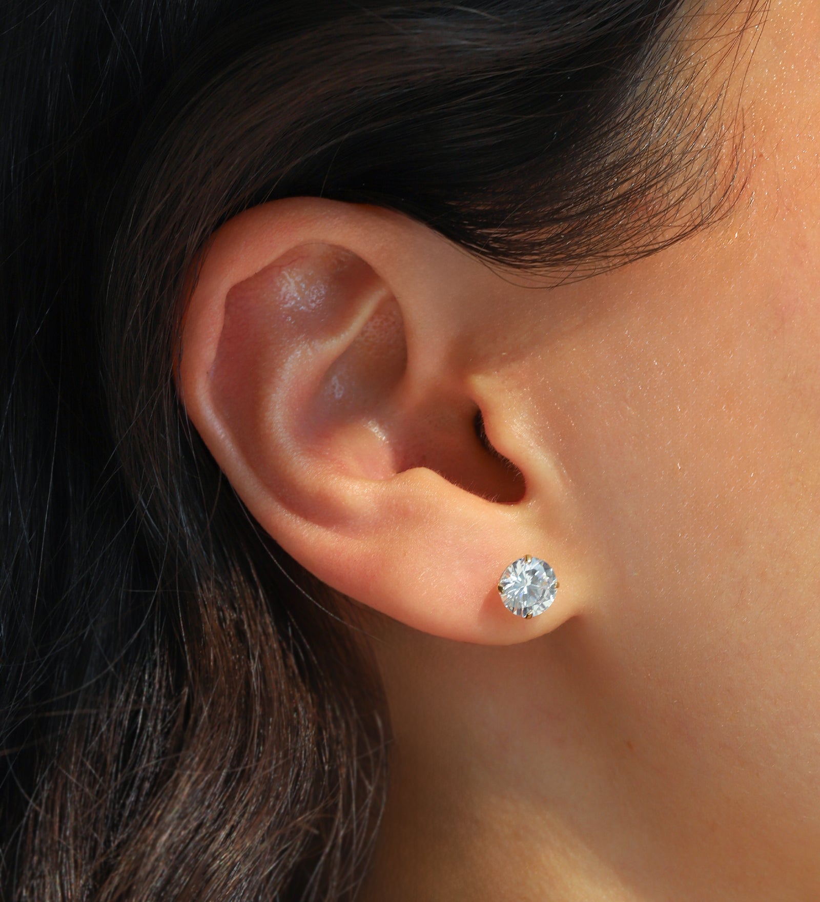 Goldhive-Round CZ 7mm Studs-Earrings-Blue Ruby Jewellery-Vancouver Canada