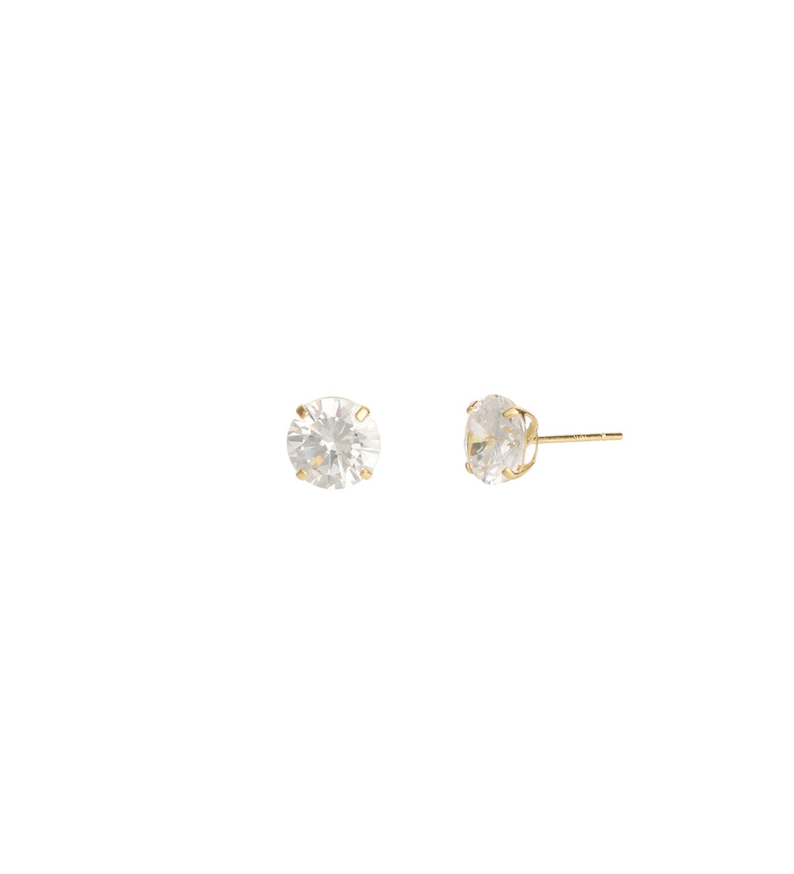 Goldhive-Round CZ 7mm Studs-Earrings-10k Yellow Gold, Cubic Zirconia-Blue Ruby Jewellery-Vancouver Canada