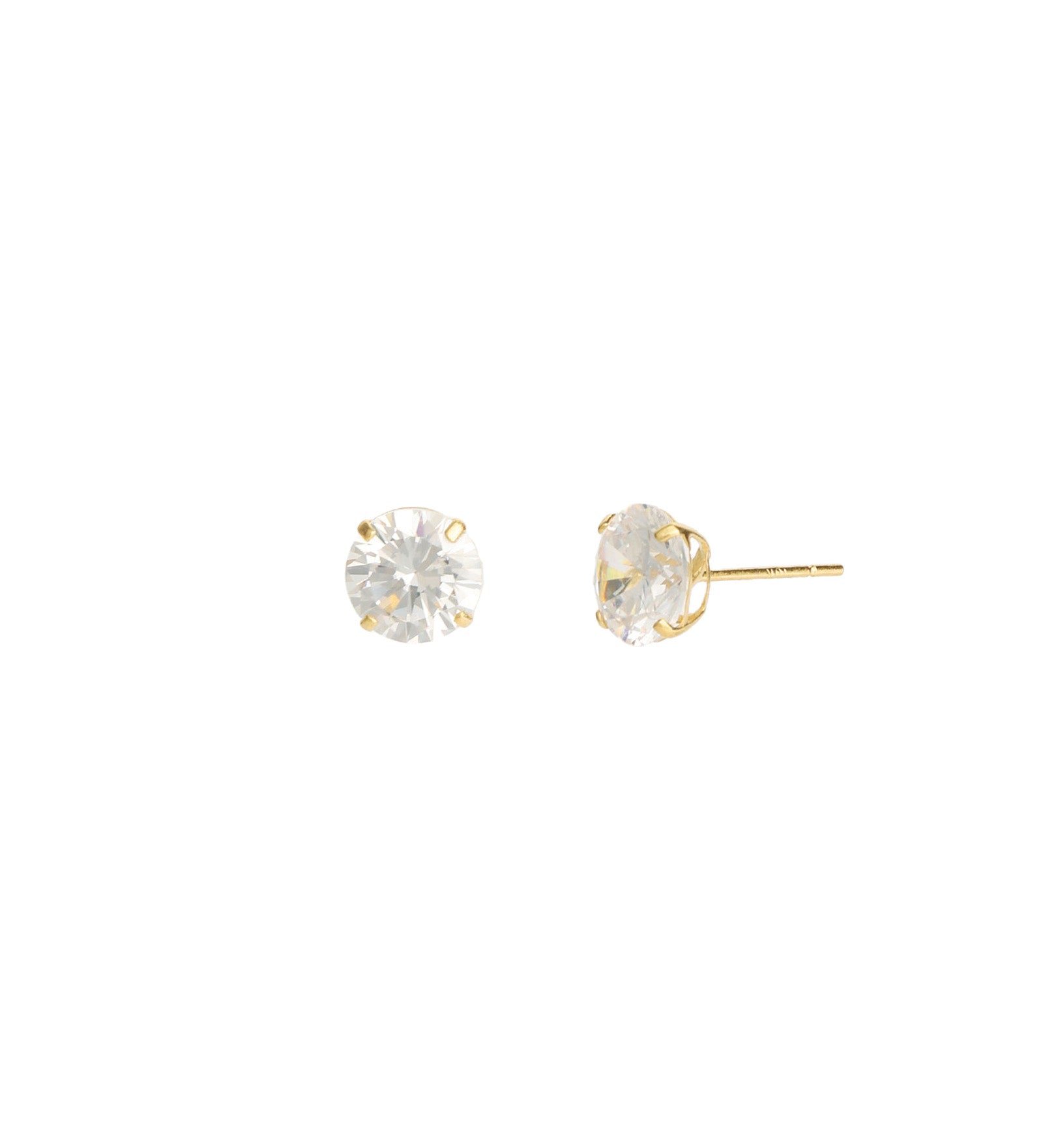 Goldhive-Round CZ 8mm Studs-Earrings-10k Yellow Gold, Cubic Zirconia-Blue Ruby Jewellery-Vancouver Canada