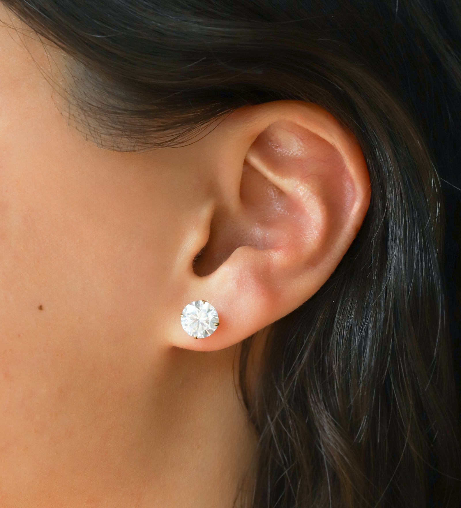 Goldhive-Round CZ 8mm Studs-Earrings-Blue Ruby Jewellery-Vancouver Canada