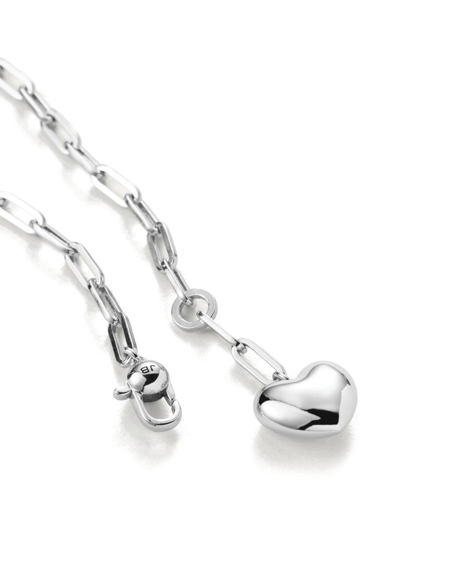 Puffy Heart Chain Silver Plated