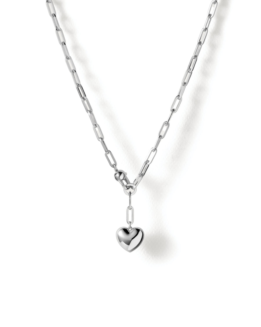Puffy Heart Chain Silver Plated