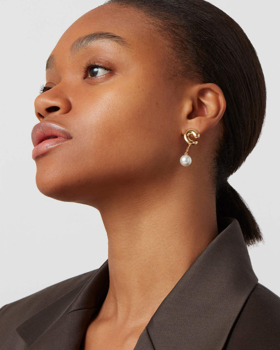 Jenny Bird-Daphne Earrings-Earrings-14k Gold Plated, White Pearl-Blue Ruby Jewellery-Vancouver Canada