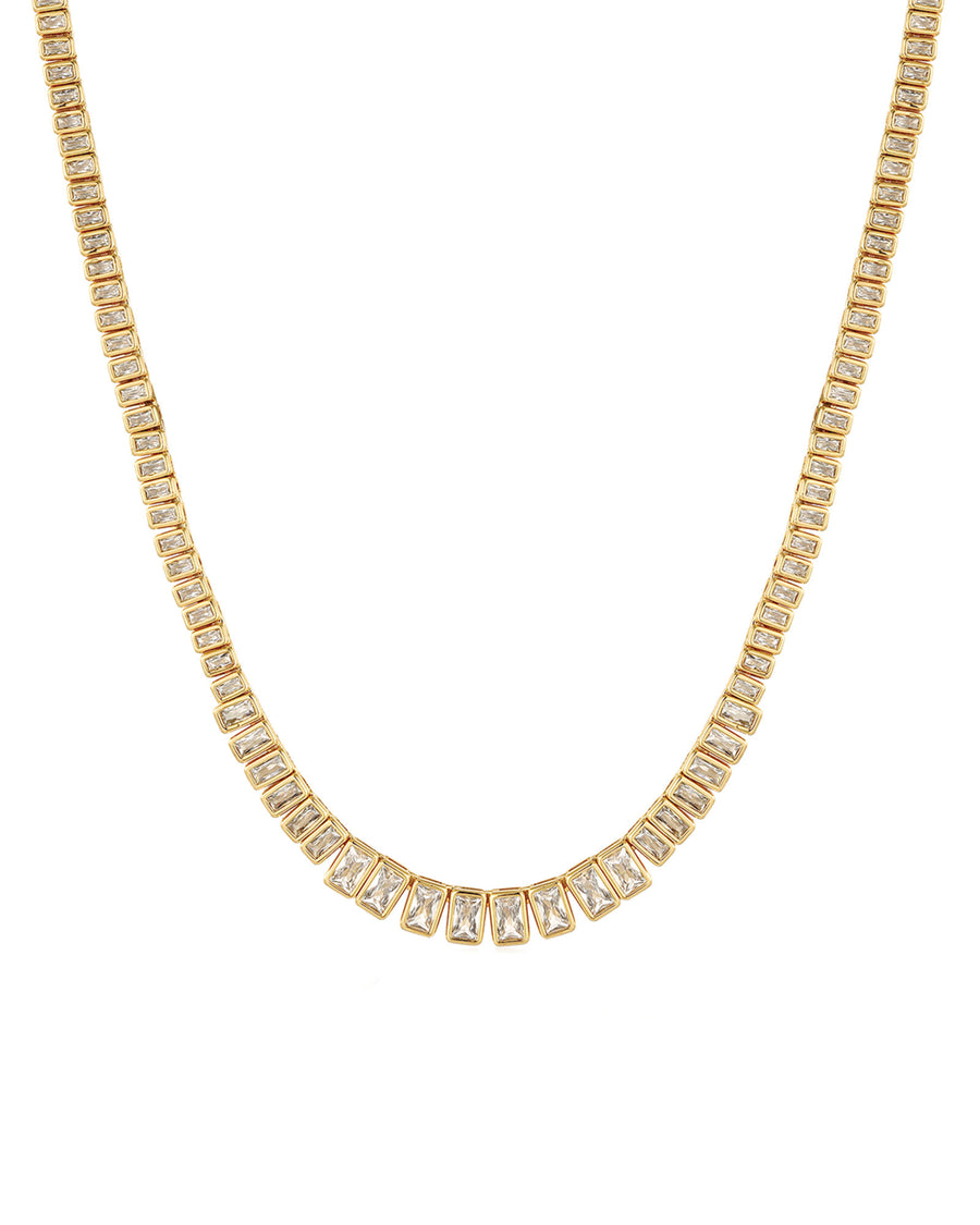 The Emerald Bezel Tennis Necklace 14k Gold Plated
