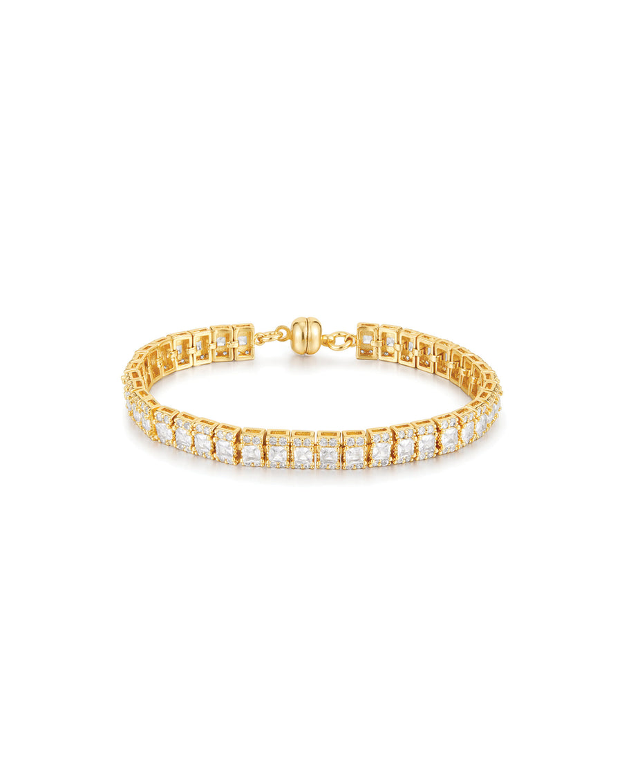 The Triple Crystal Tennis Bracelet 14k Gold Plated, Cubic Zirconia