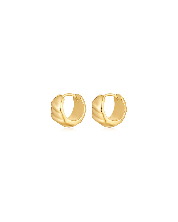 The Hammered Ridged Huggies 14k Gold Plated