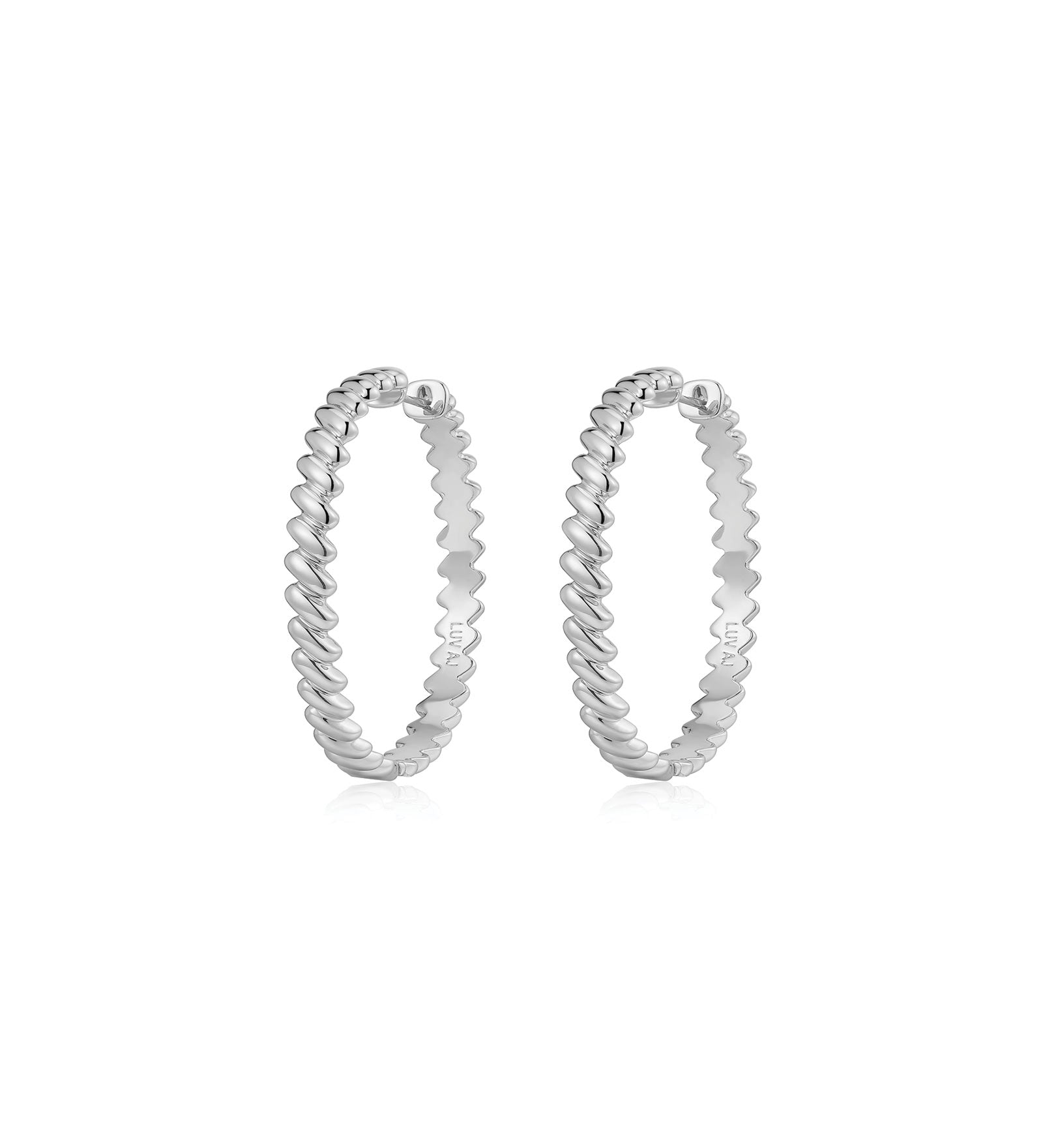 Snake Chain Hoops Rhodium Plated