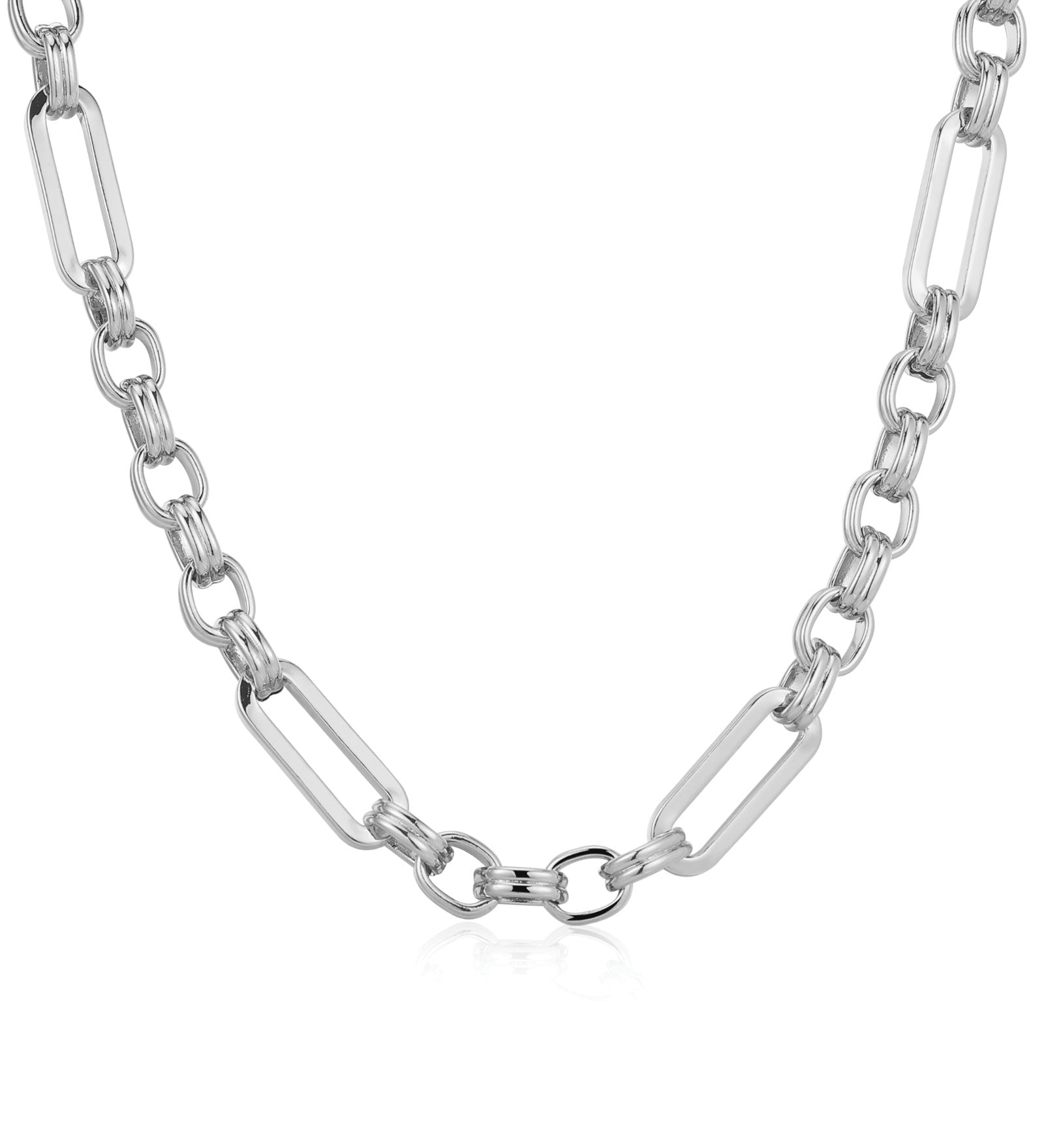 Charlotte Link Chain Necklace Rhodium Plated