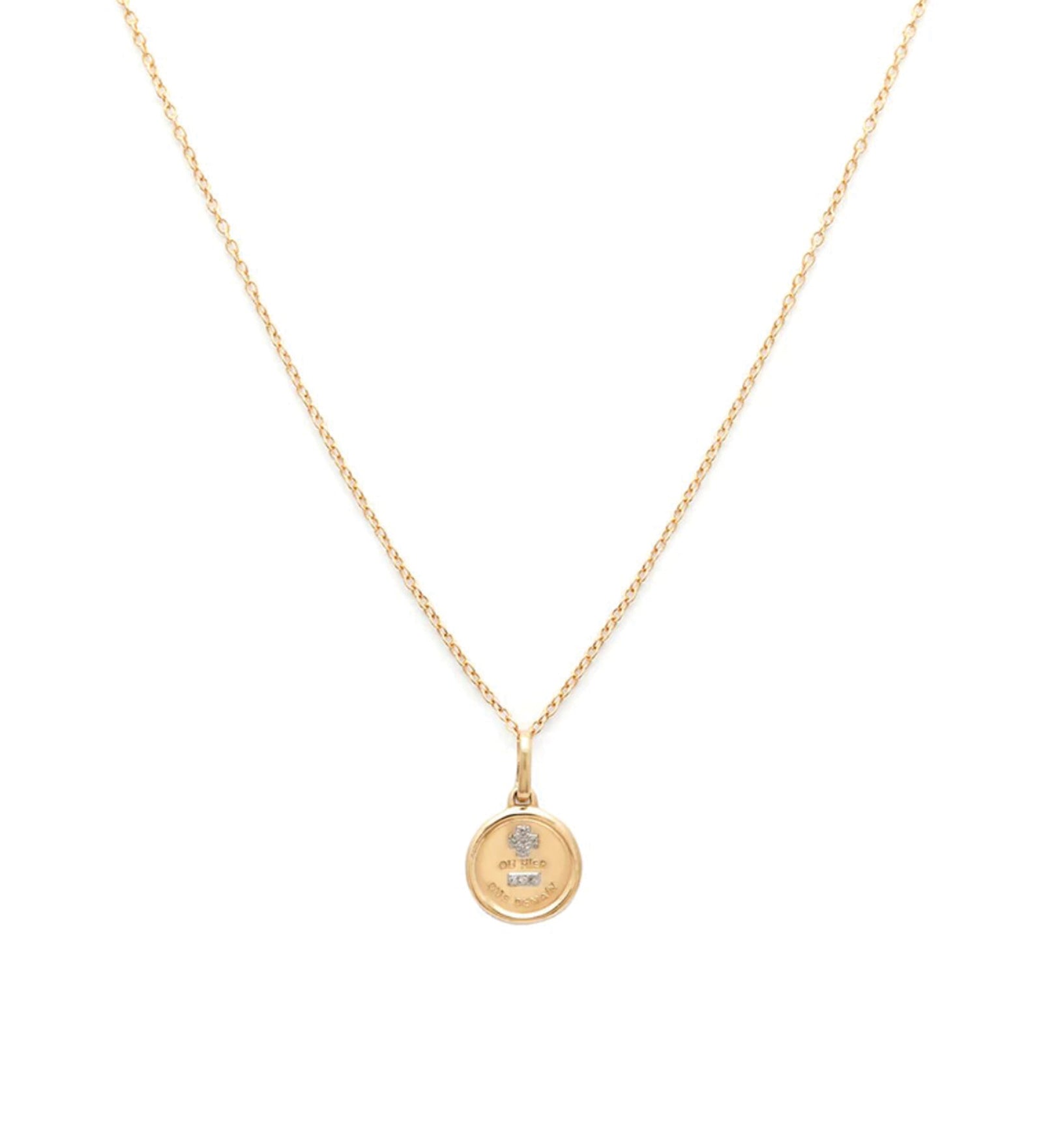 Leah Alexandra Fine-Love Token Necklace Round-Necklaces-14k Yellow Gold, Diamond-Blue Ruby Jewellery-Vancouver Canada