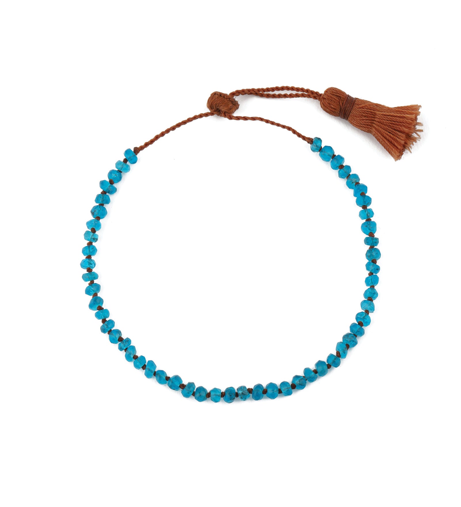 Lena Skadegard-Stone Knot Tassel Bracelet-Bracelets-Apatite-Blue Ruby Jewellery-Vancouver Canada