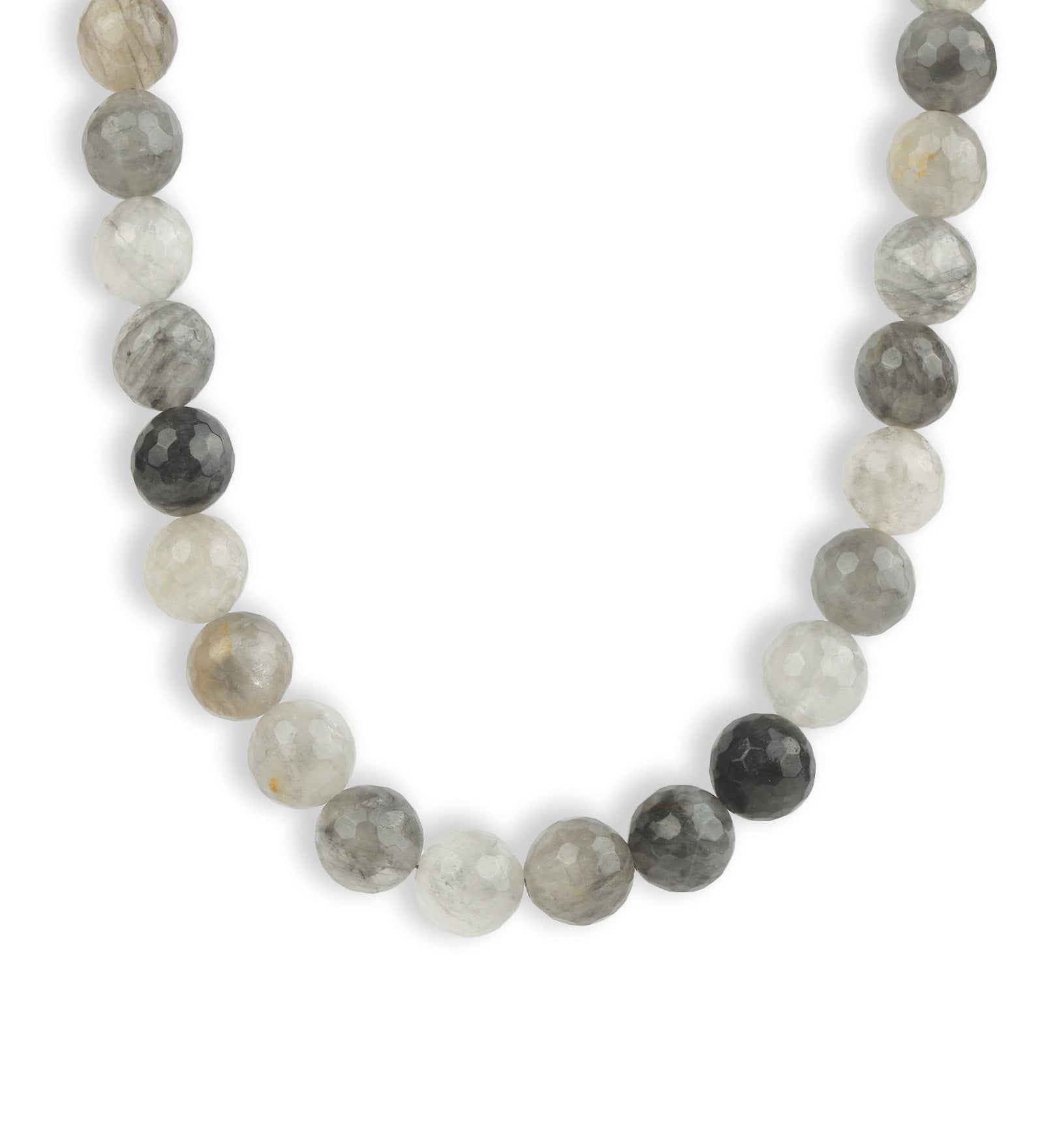 Lunita Luz-Chunky Beaded Necklace | 12mm-Necklaces-Silver, Cloudy Quartz-Blue Ruby Jewellery-Vancouver Canada