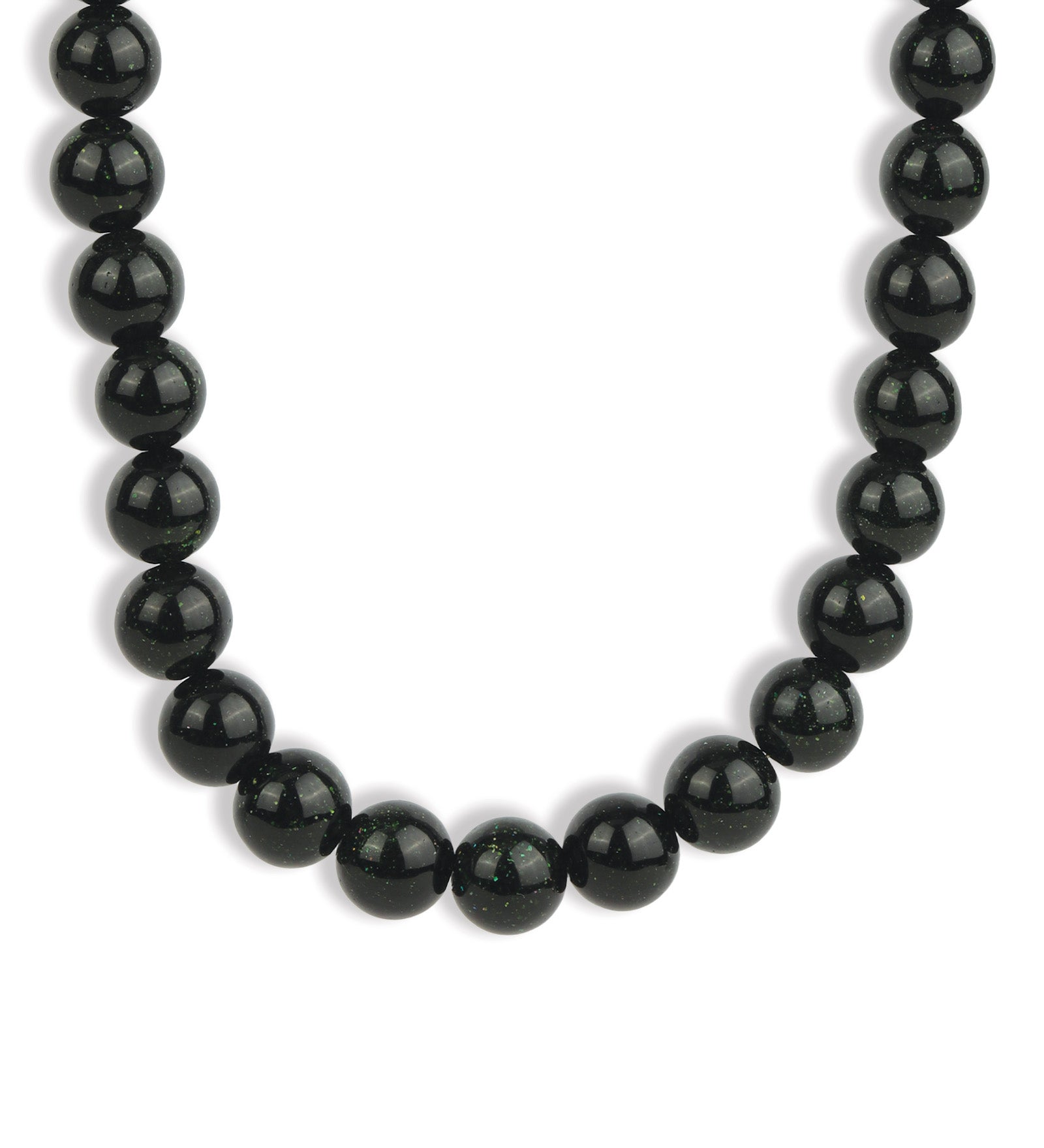 Lunita Luz-Chunky Beaded Necklace | 12mm-Necklaces-Gold, Glass Green Goldstone-Blue Ruby Jewellery-Vancouver Canada