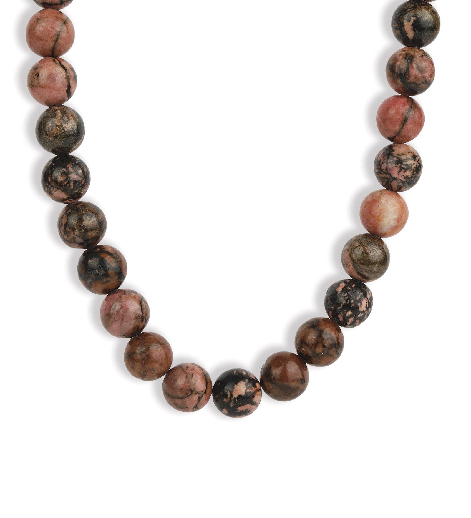 Lunita Luz-Chunky Beaded Necklace | 12mm-Necklaces-Silver, Rhodonite with Black-Blue Ruby Jewellery-Vancouver Canada