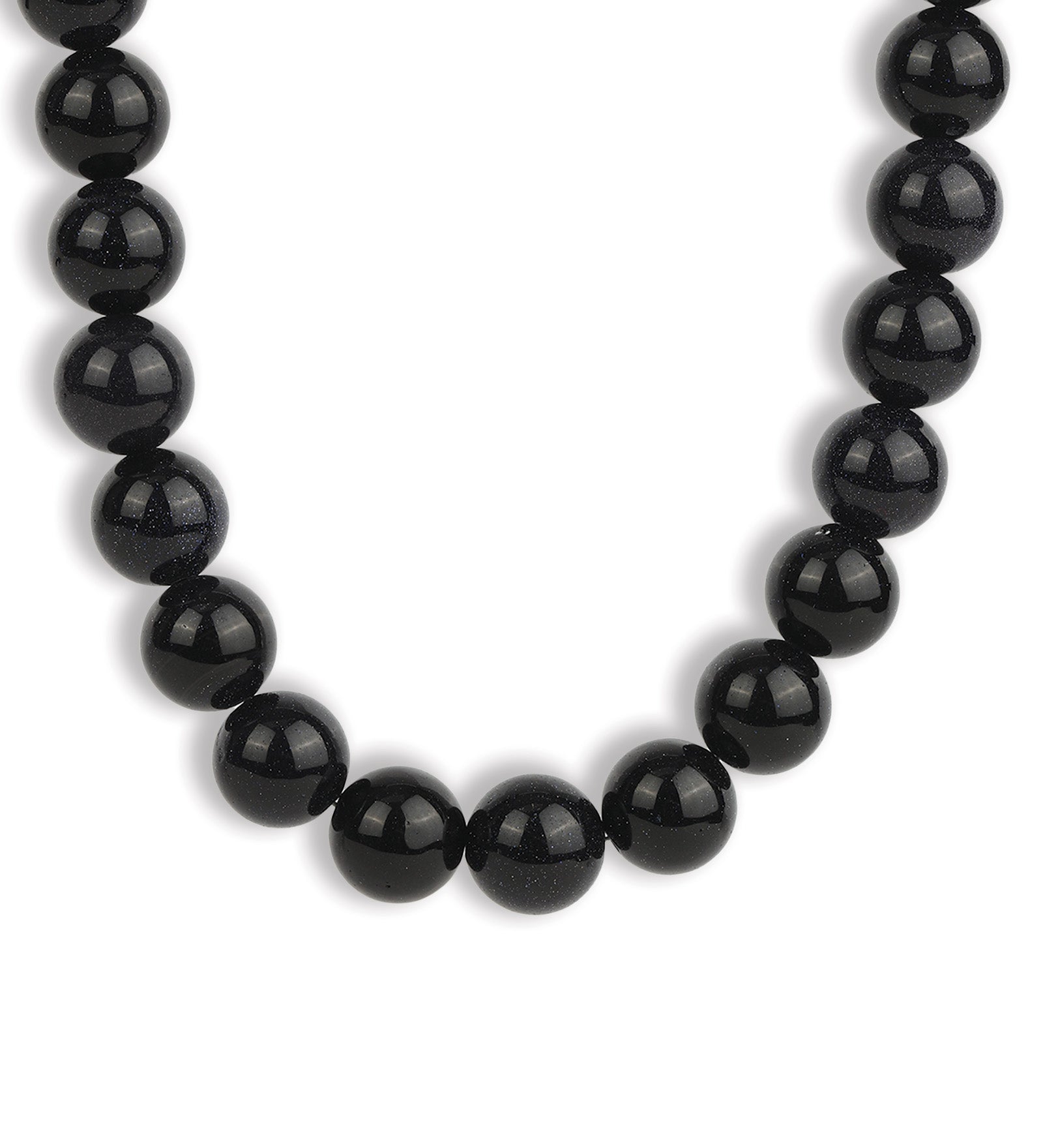 Lunita Luz-Chunky Beaded Necklace | 14mm-Necklaces-Silver, Glass Blue Goldstone-Blue Ruby Jewellery-Vancouver Canada