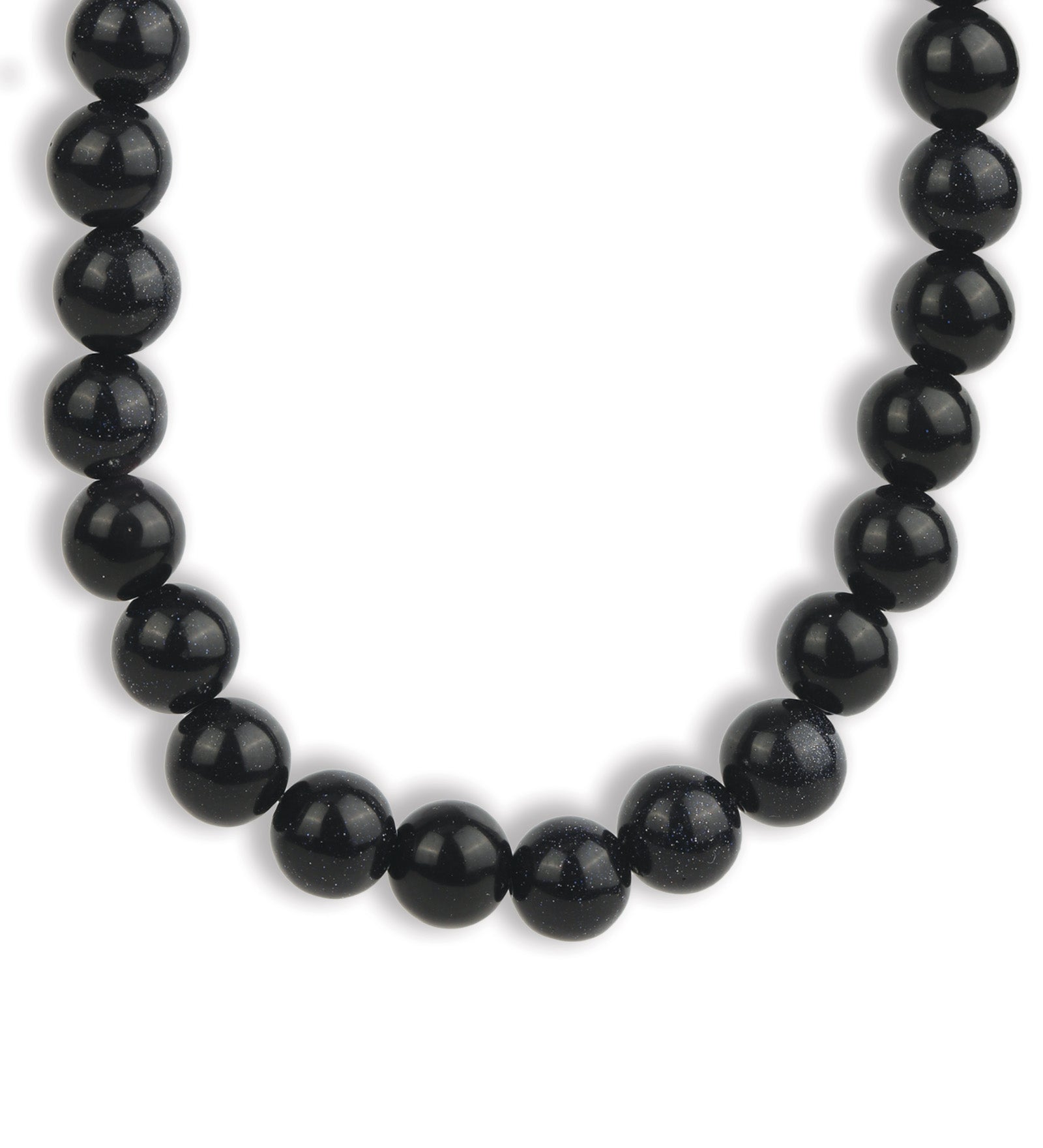 Lunita Luz-Chunky Beaded Necklace | 12mm-Necklaces-Silver, Glass Blue Goldstone-Blue Ruby Jewellery-Vancouver Canada