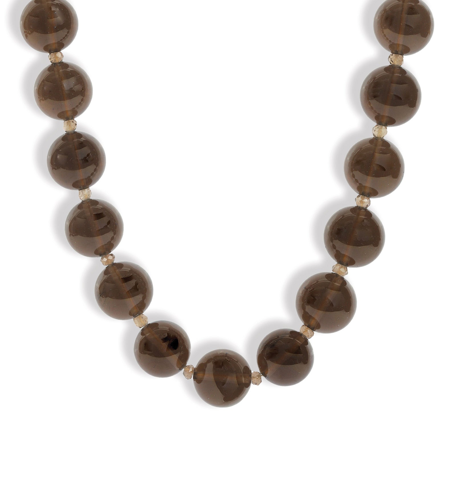 Mixed Shape Chunky Stone Necklace | 14mm Gold, Ice Obsidian, Smoke Topaz