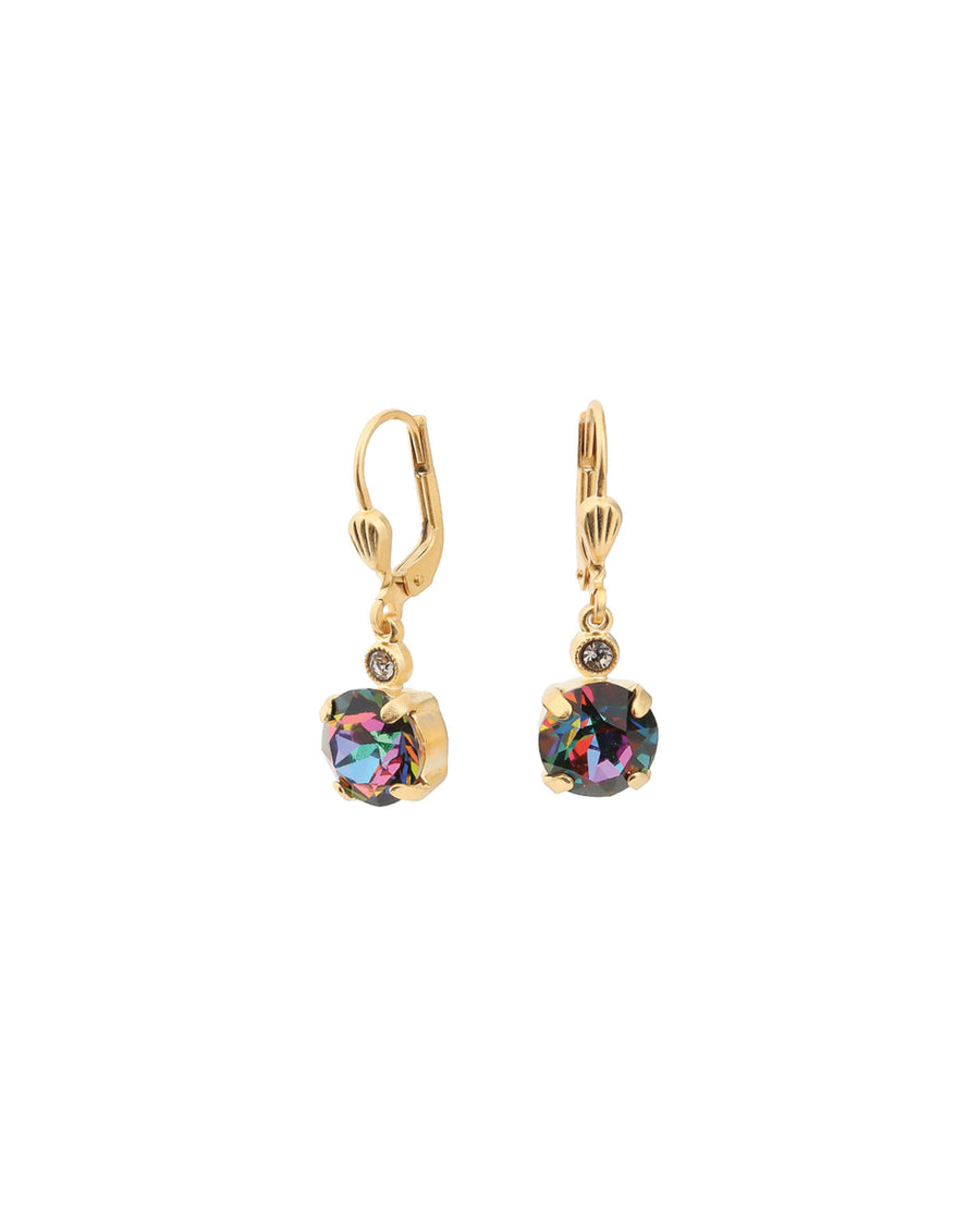 La Vie Parisienne-Round Crystal Hooks | 8mm-Earrings-14k Gold Plated, Medium Vitrail Crystal-Blue Ruby Jewellery-Vancouver Canada
