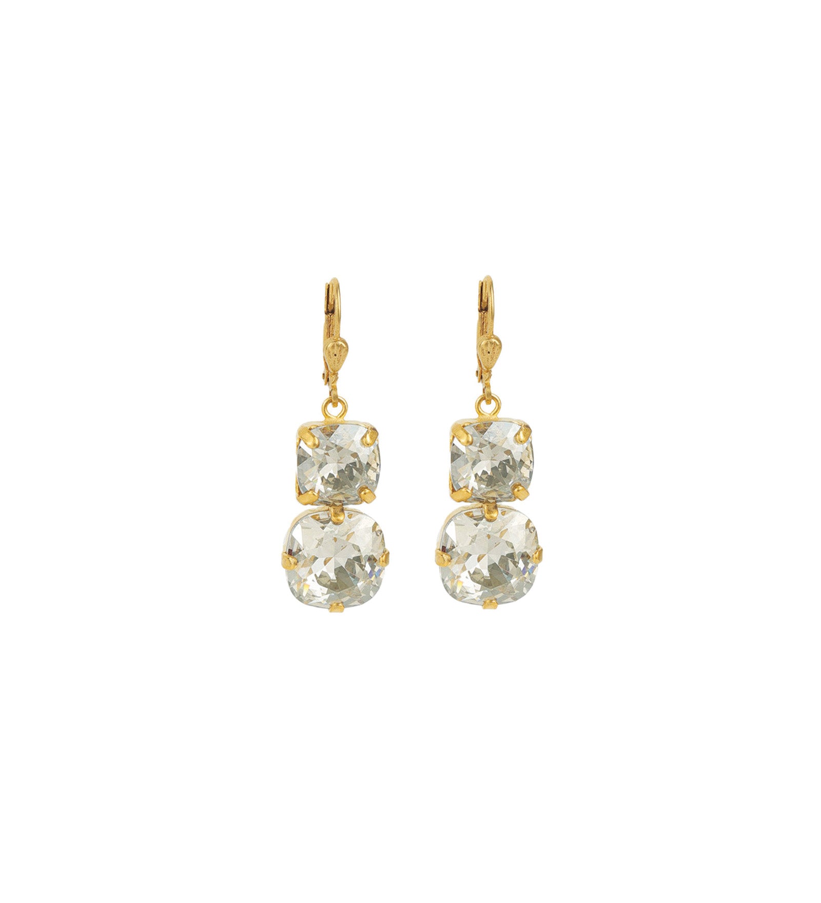 La Vie Parisienne-Two Round Crystal Hooks-Earrings-14k Gold Plated, Shade Crystal-Blue Ruby Jewellery-Vancouver Canada
