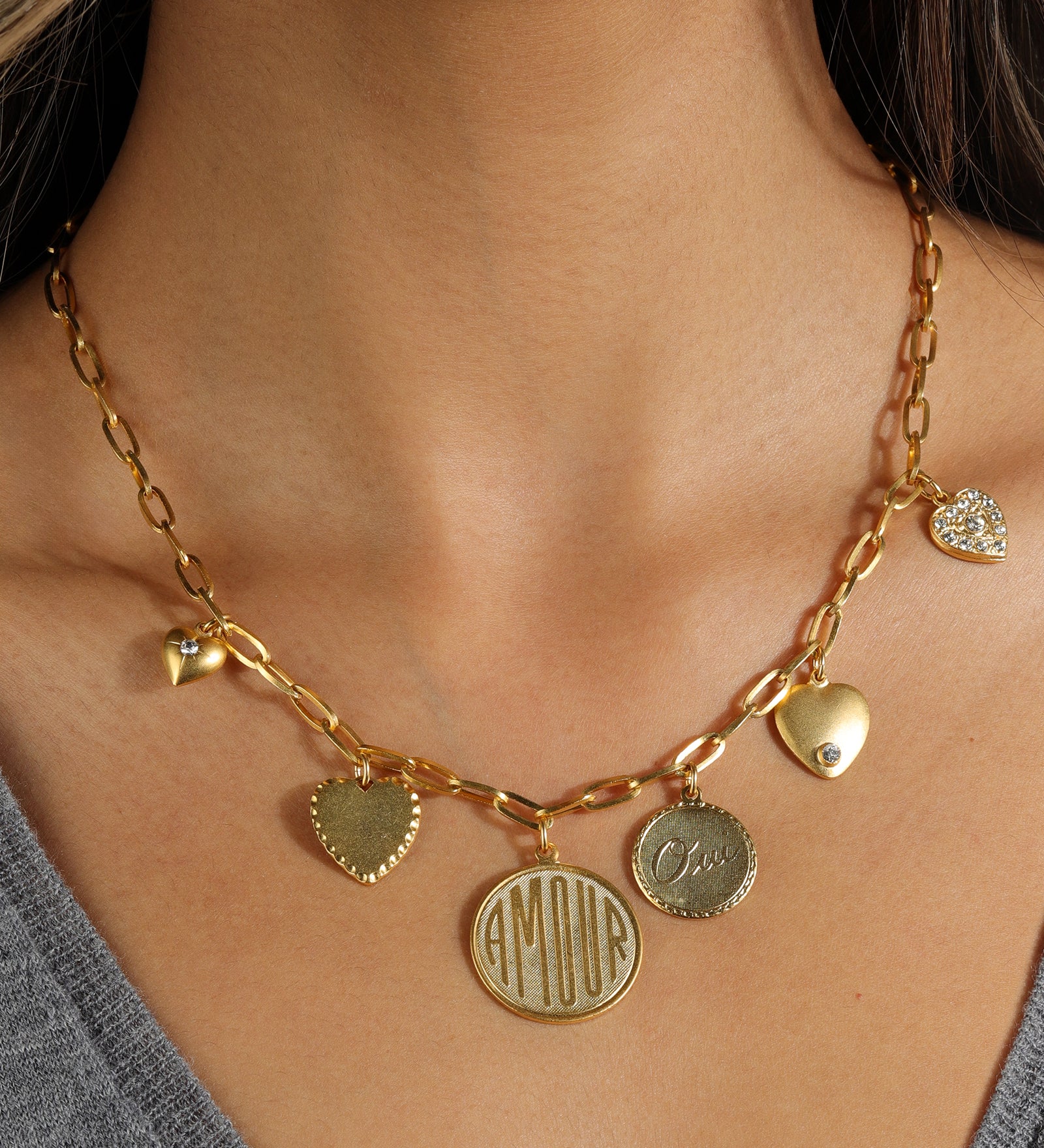 La Vie Parisienne-Armour Heart Charm Necklace-Necklaces-Blue Ruby Jewellery-Vancouver Canada