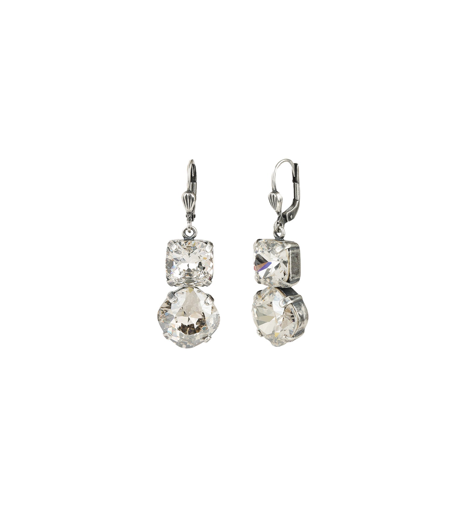 Two Round Crystal Hooks Silver Plated, Shade Crystal