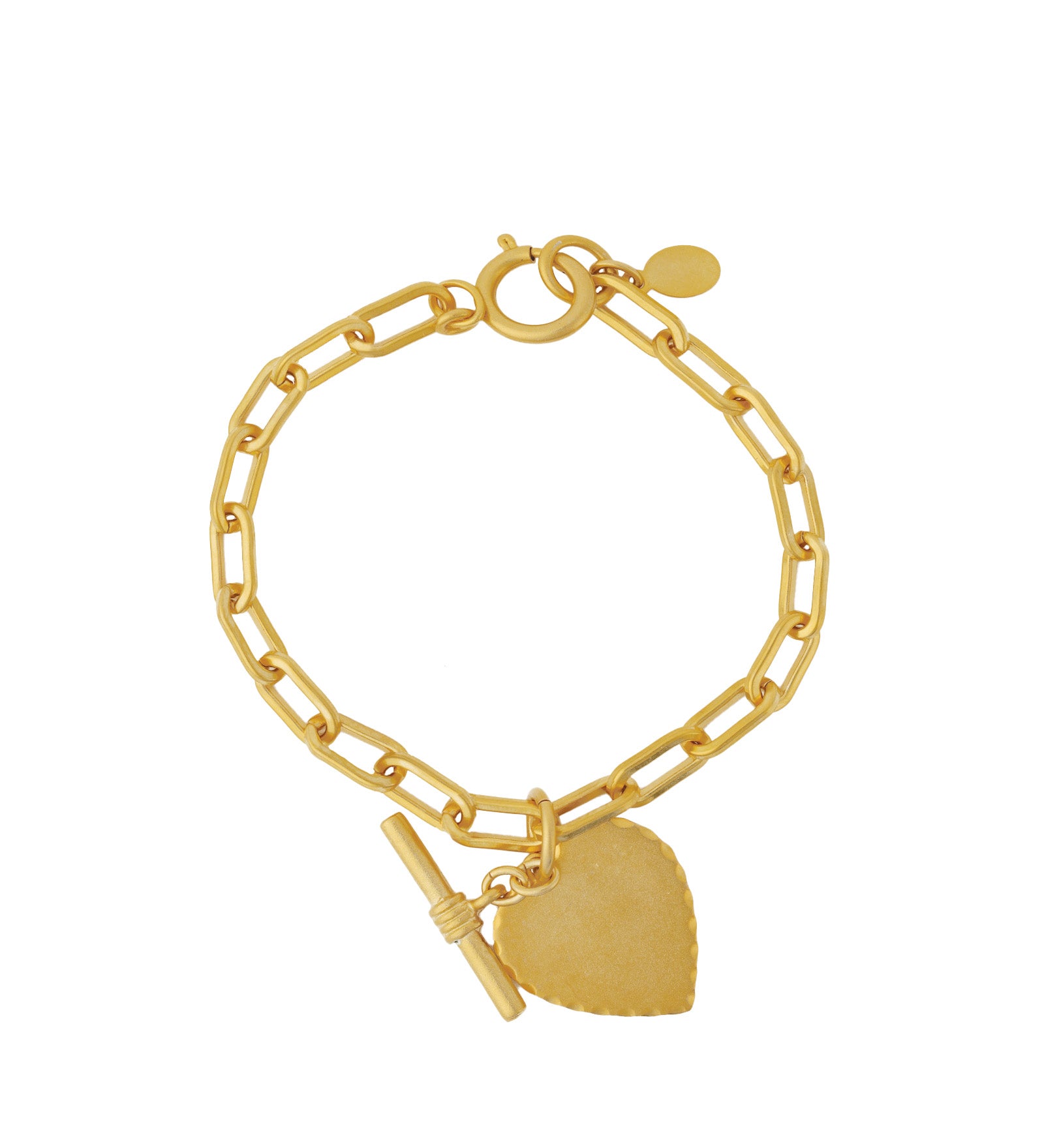 Scallop Heart Toggle Bracelet Antique 14k Gold Plated