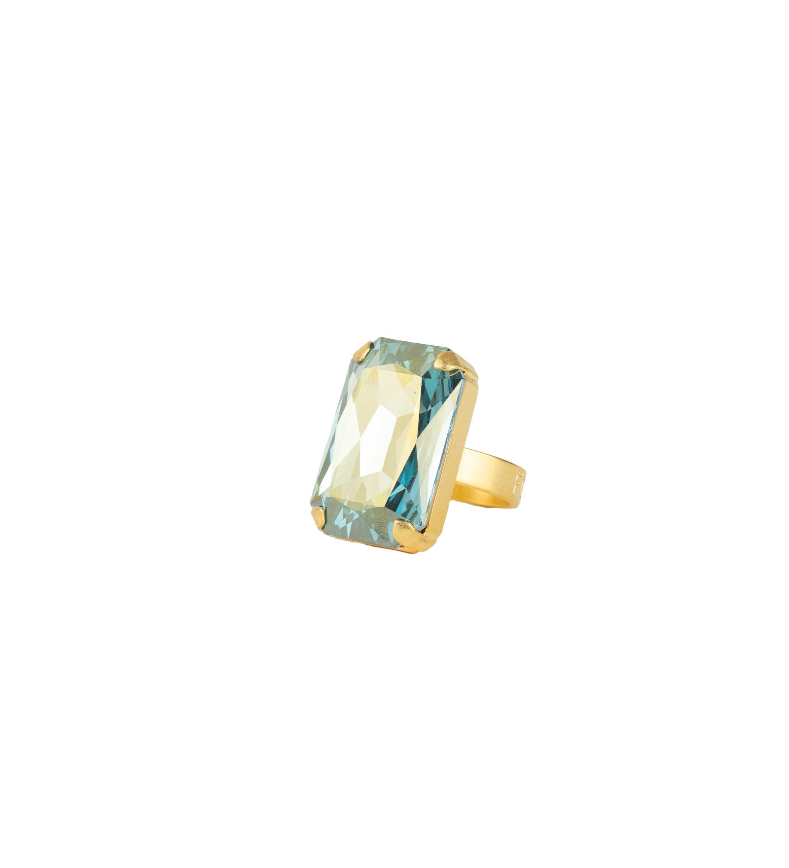 Forget Me Not Ring Antique 14k Gold Plated,  Blue Crystal / 7