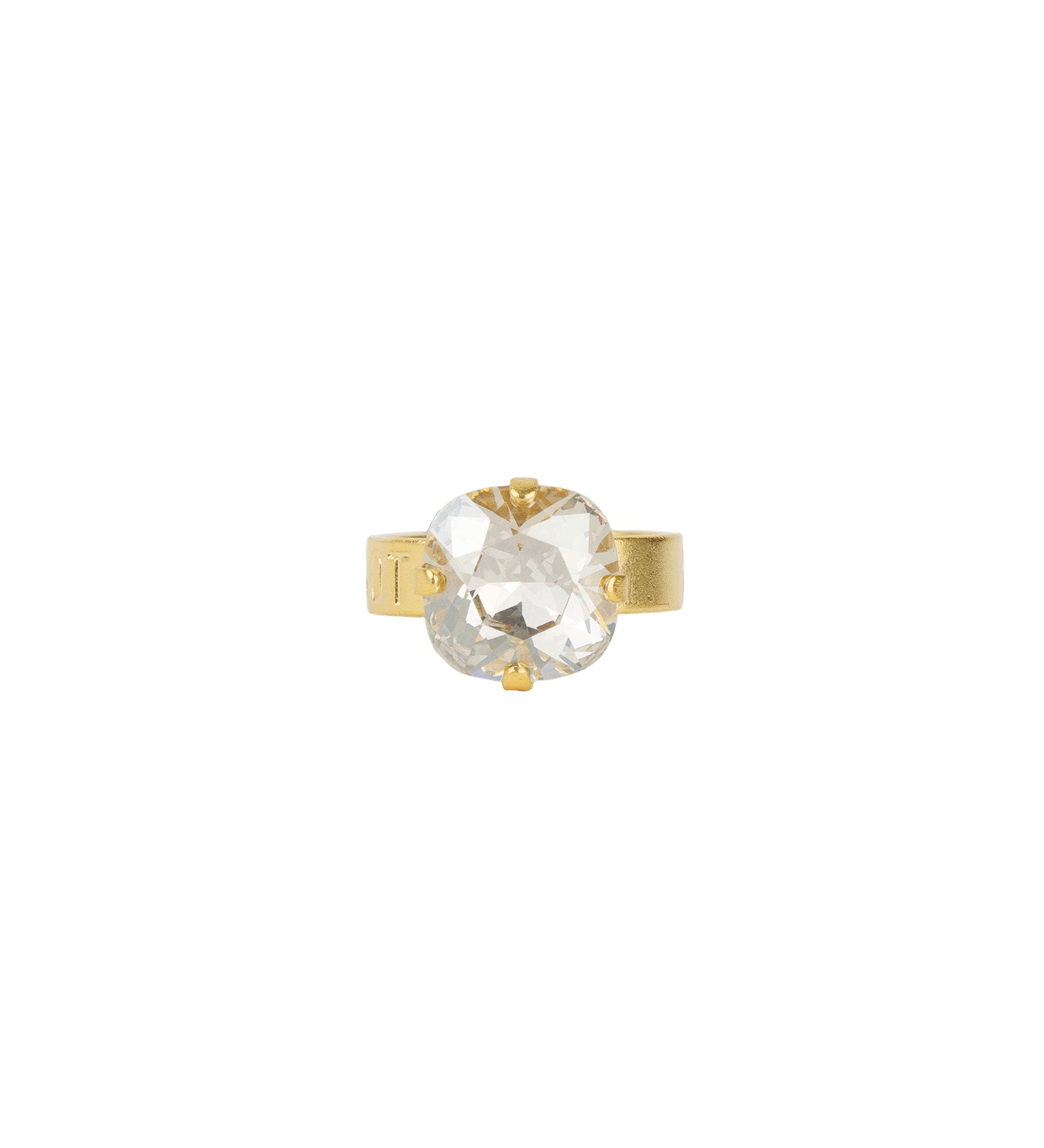 Forget Me Not Ring Antique 14k Gold Plated,  Shade Crystal / 7