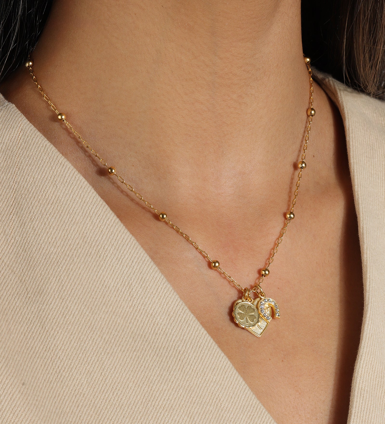 La Vie Parisienne-Lucky Three Charm Necklace-Necklaces-Blue Ruby Jewellery-Vancouver Canada