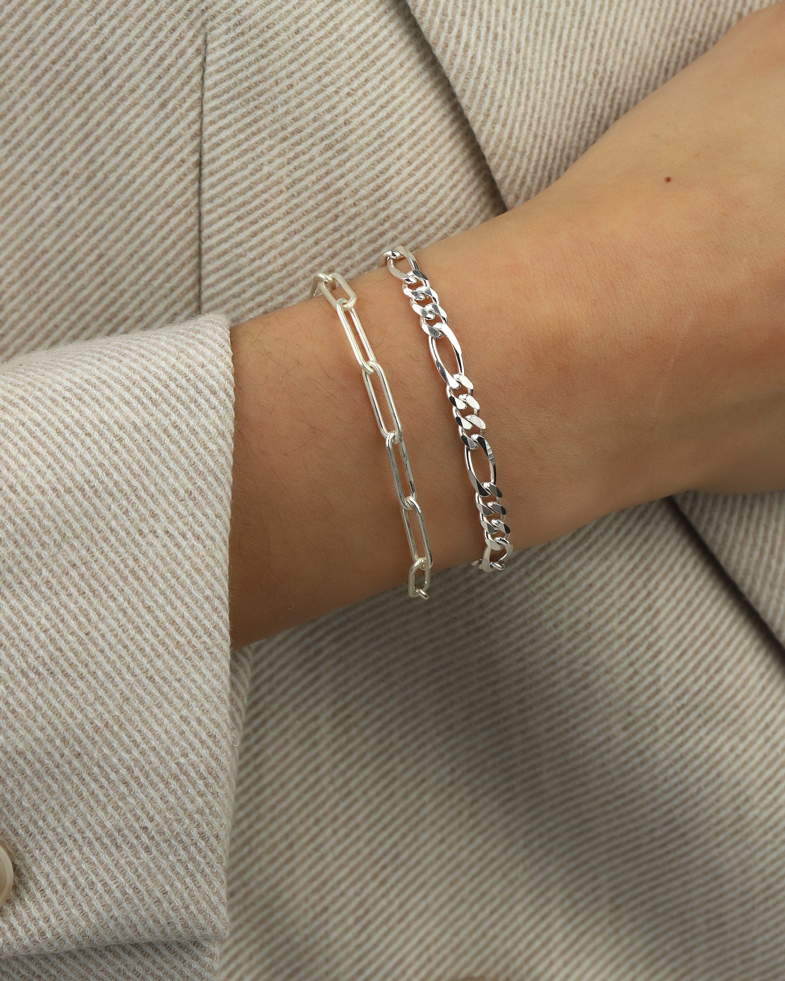 1948-Paperclip Chain Bracelet | Large-Bracelets-Sterling Silver-Blue Ruby Jewellery-Vancouver Canada